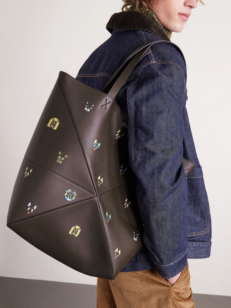 Loewe + Louis Wain Puzzle Fold XL Leather Tote Bag Brown outlook