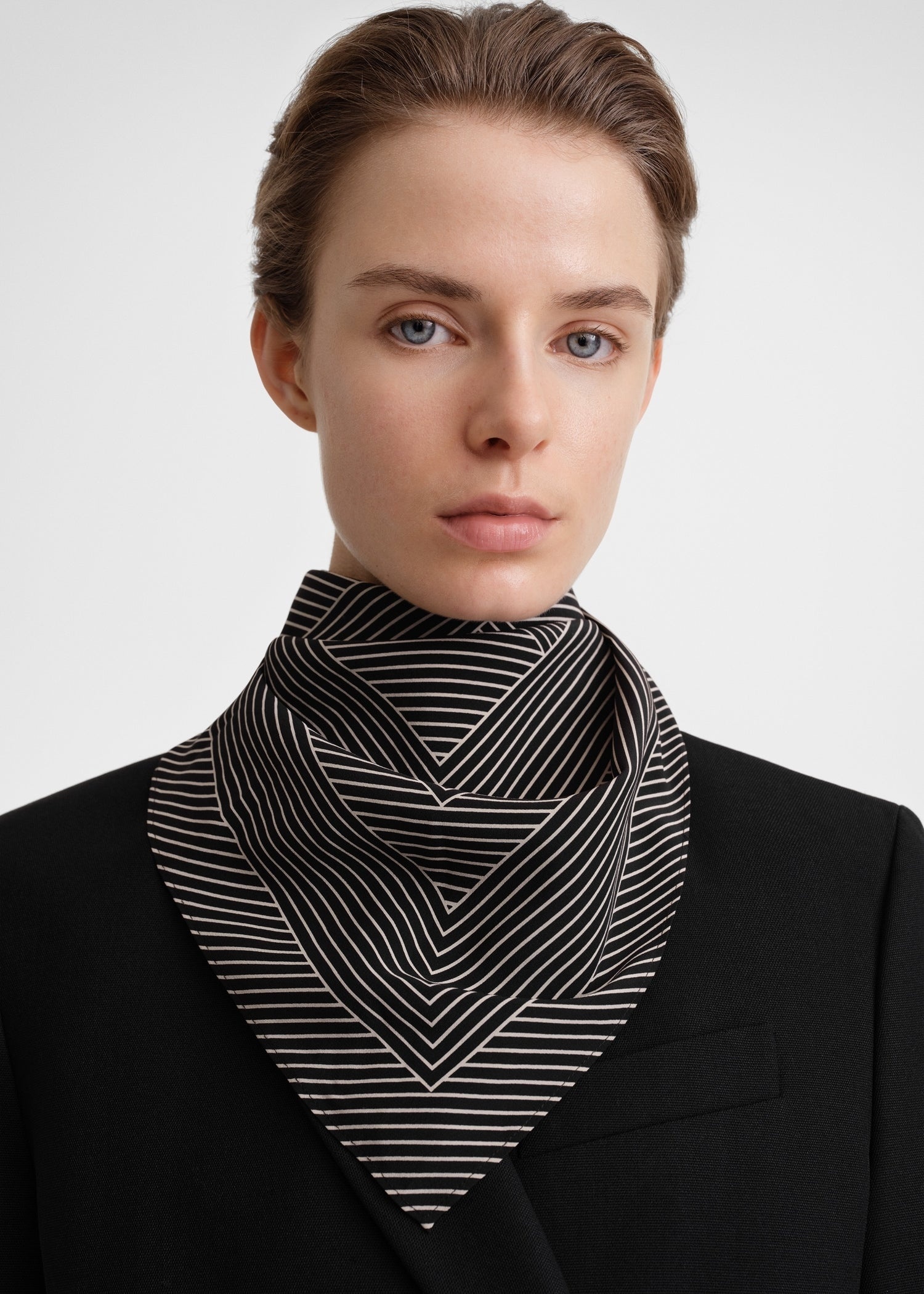 Striped monogram silk scarf black - 1