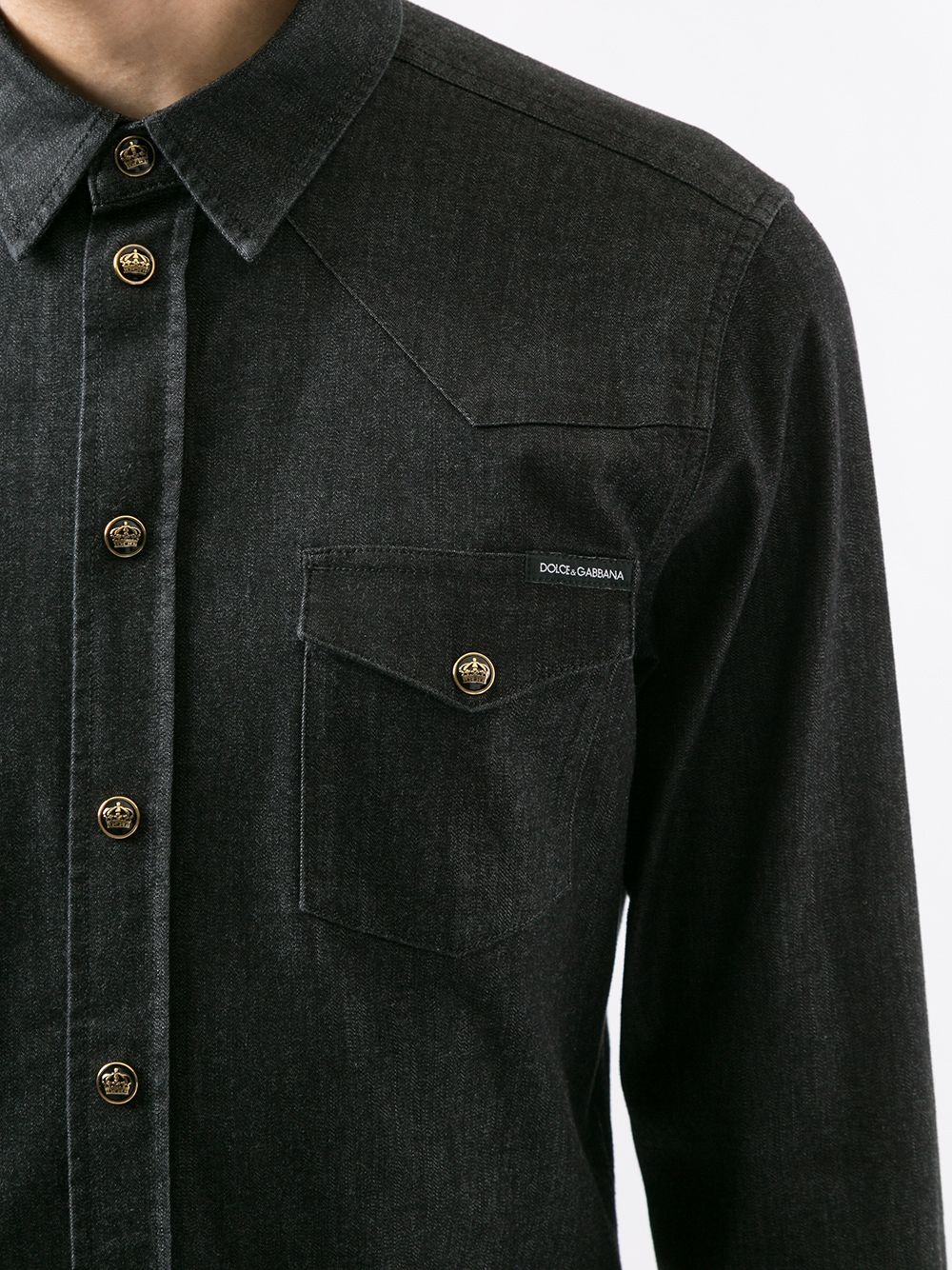 crown button denim shirt - 5