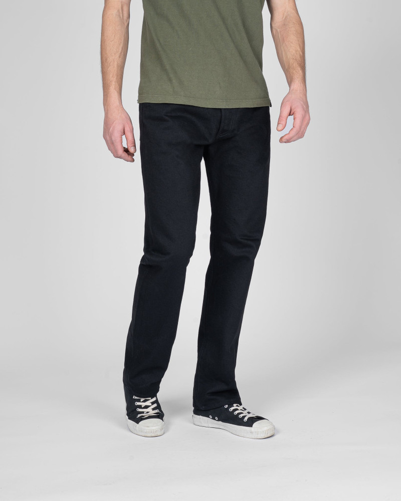 Iron Heart IH-888S-142BB 14OZ SELVEDGE DENIM RELAXED TAPERED CUT JEANS - BLACK/BLACK outlook