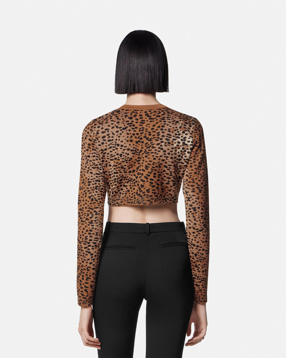 Leopard Wool-Blend Knit Crop Cardigan - 5