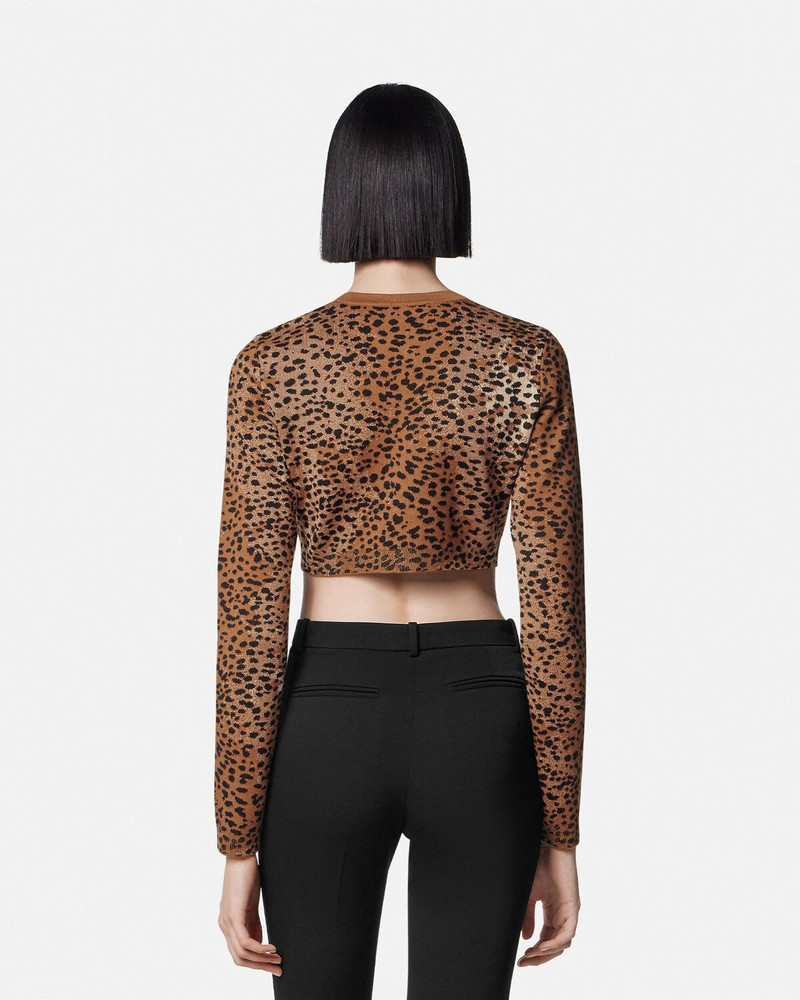 Leopard Wool-Blend Knit Crop Cardigan 5