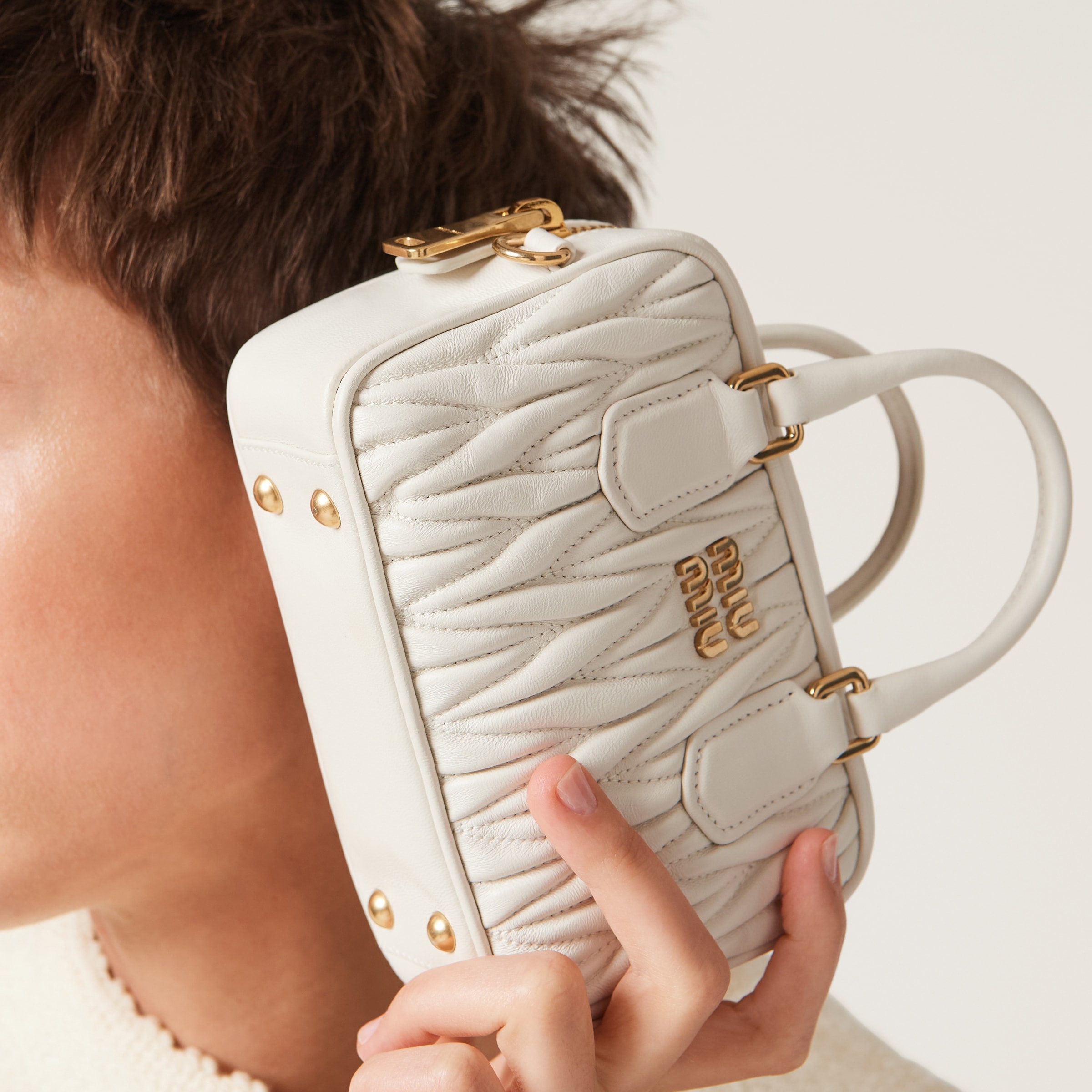 Matelassé nappa leather top-handle mini-bag - 5