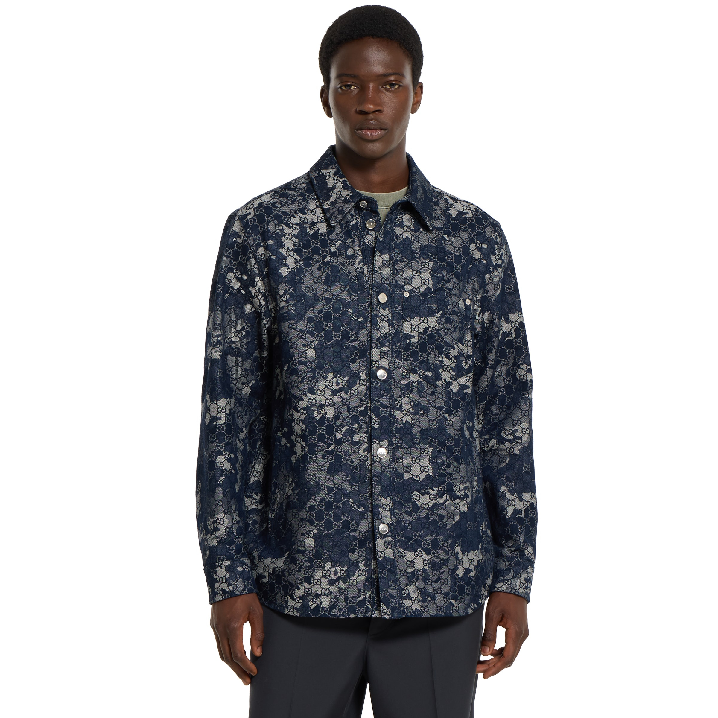 GG jacquard denim shirt - 3