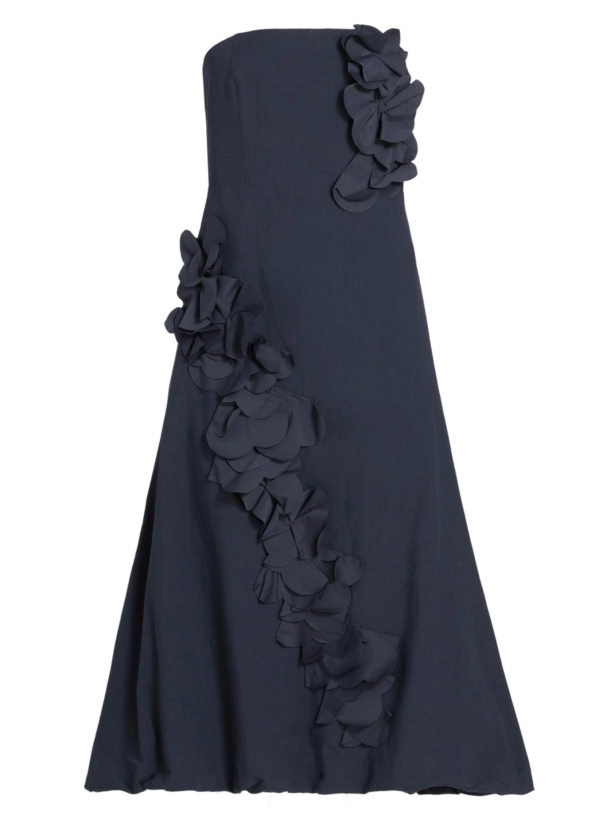 Women's Zaria Floral Appliqué Cotton-Blend Strapless Midi-Dress - Navy - 1