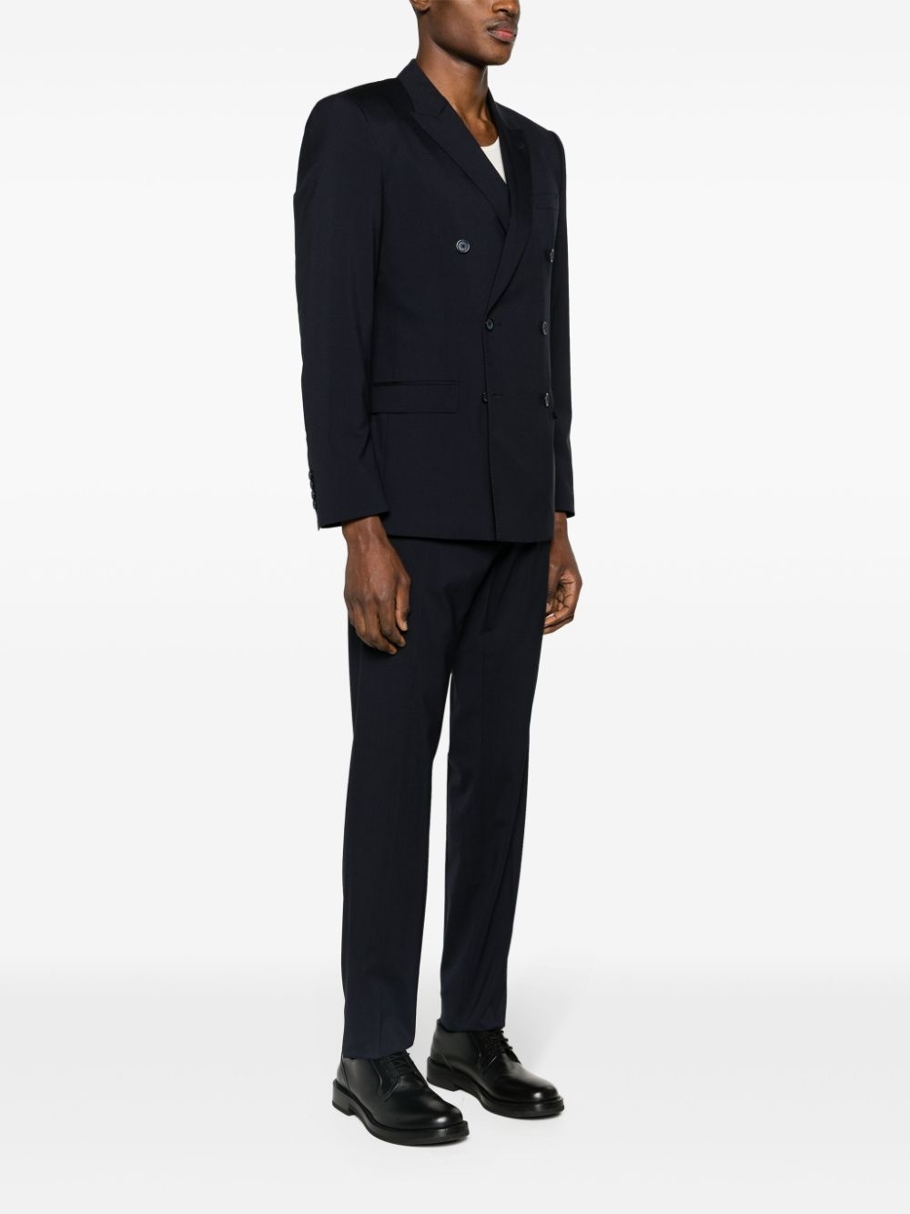 double-breasted twill blazer - 3