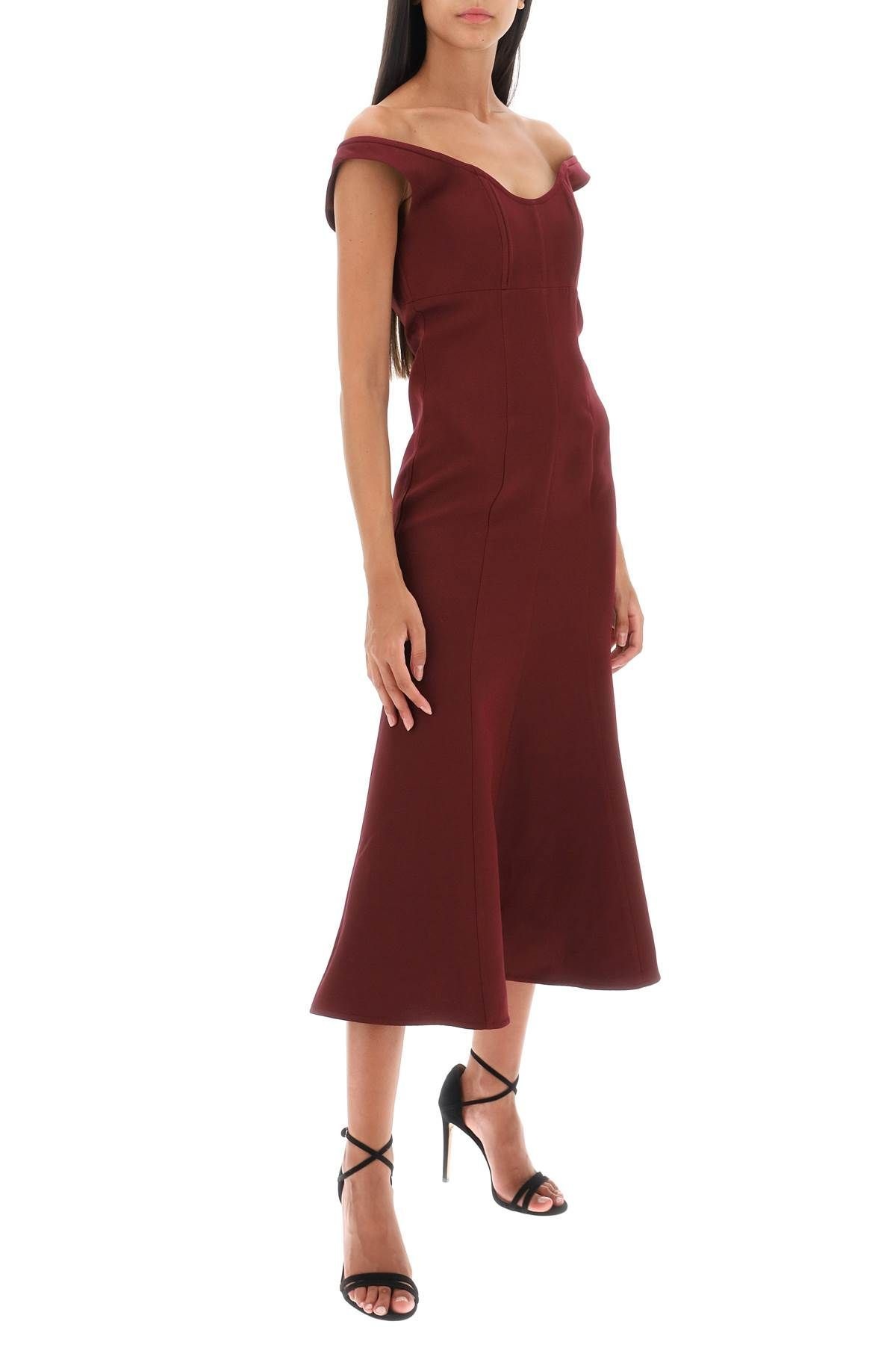 WOOL SILK OFF-THE-SHOULDER MIDI DRESS - 2