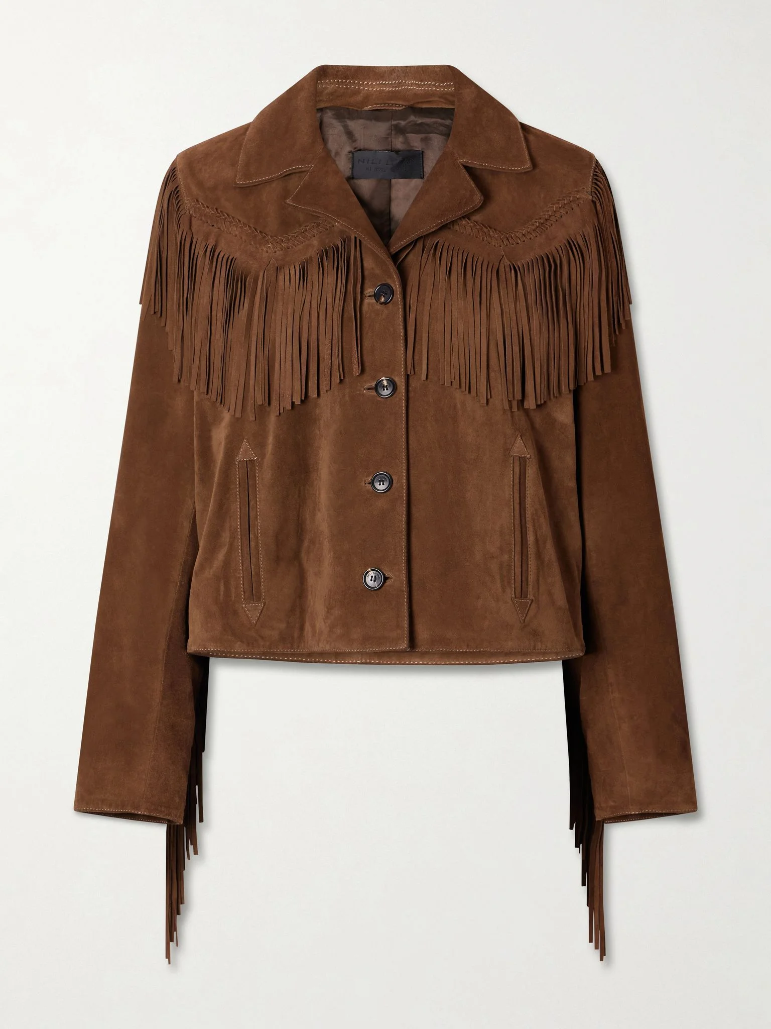 Eloi fringe-trimmed suede jacket Brown - 1