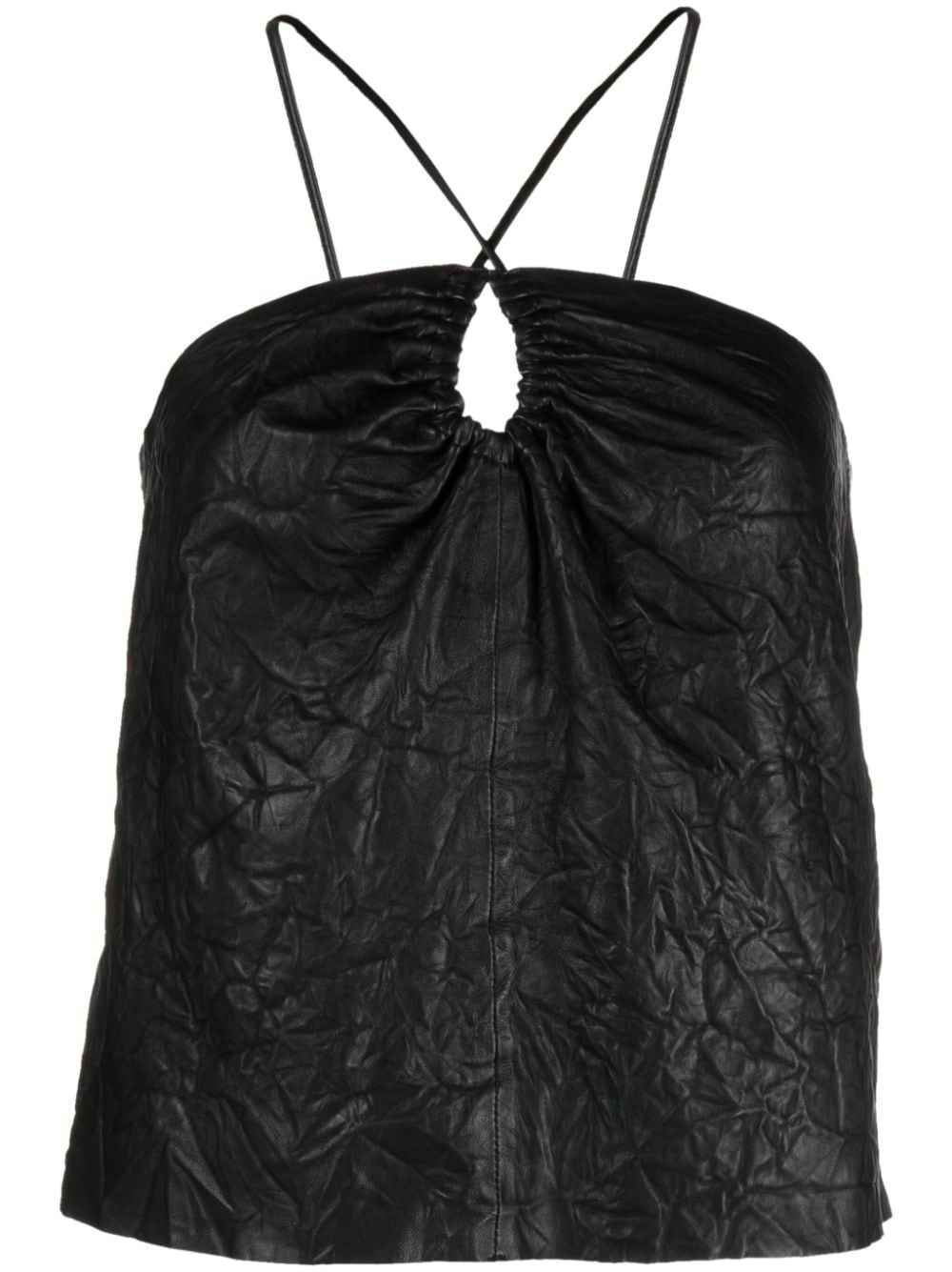 Cidonie crinkled leather top - 1