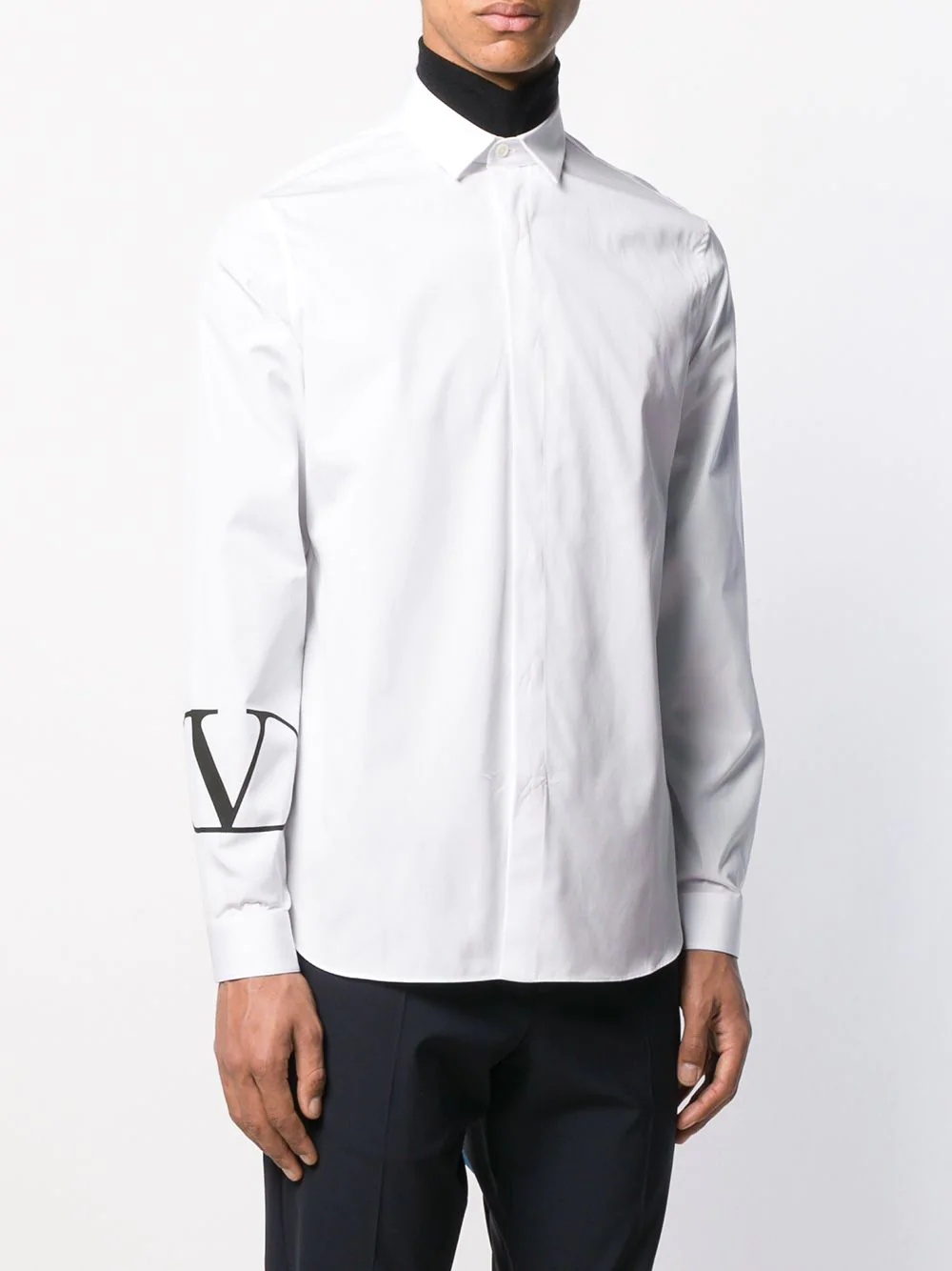 small logo print curved hem shirt - 3