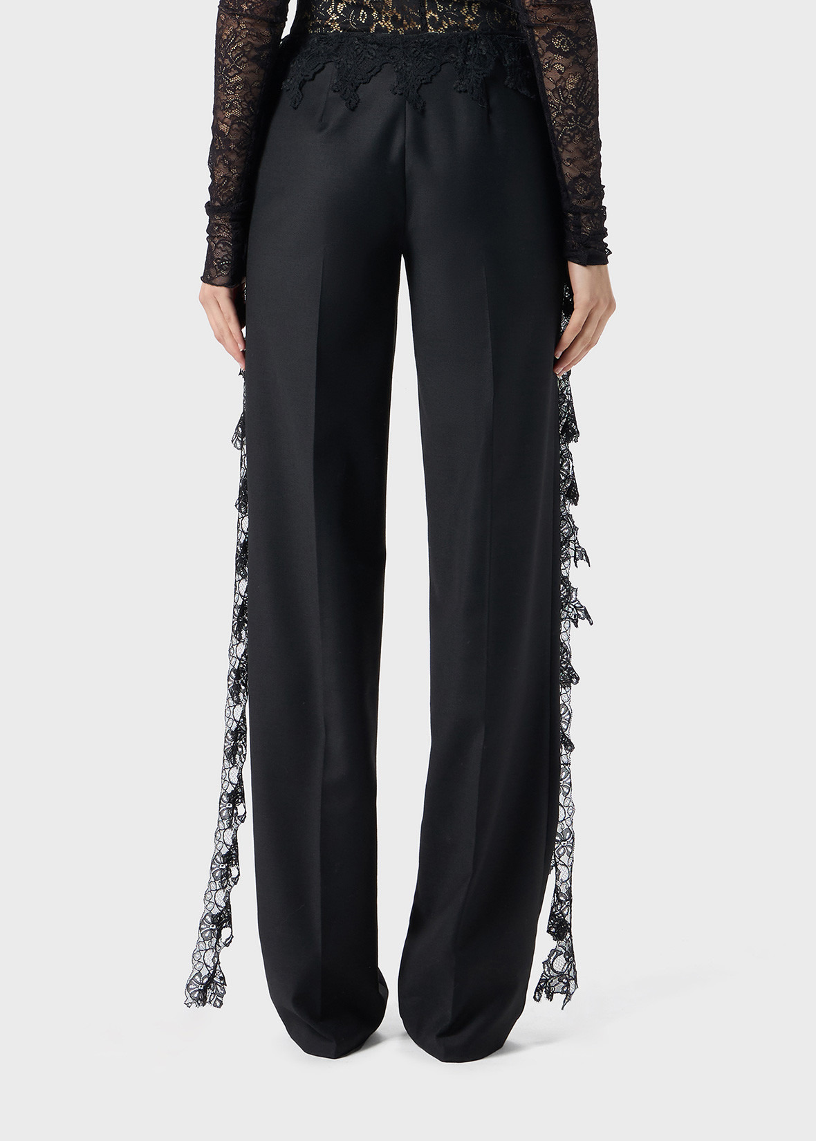 TWILL PANTS WITH SCALLOPED LACE - 4