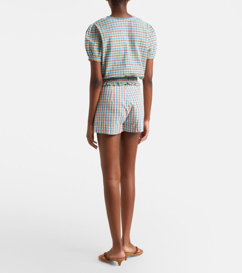 Aurora checked cotton and linen shorts 5