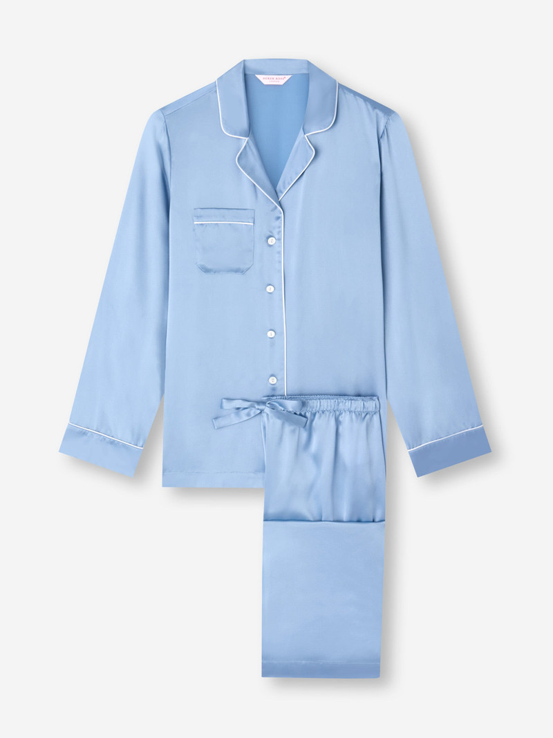 Women's Silk Pajamas Bailey Silk Cloud Blue 6