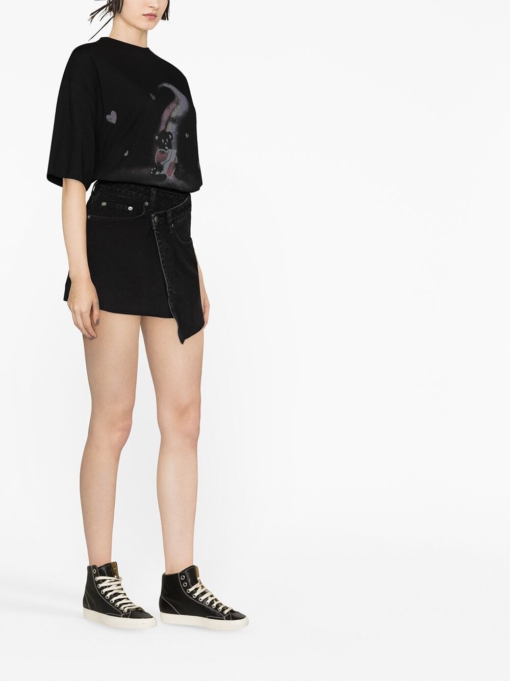 asymmetric denim mini skirt - 4