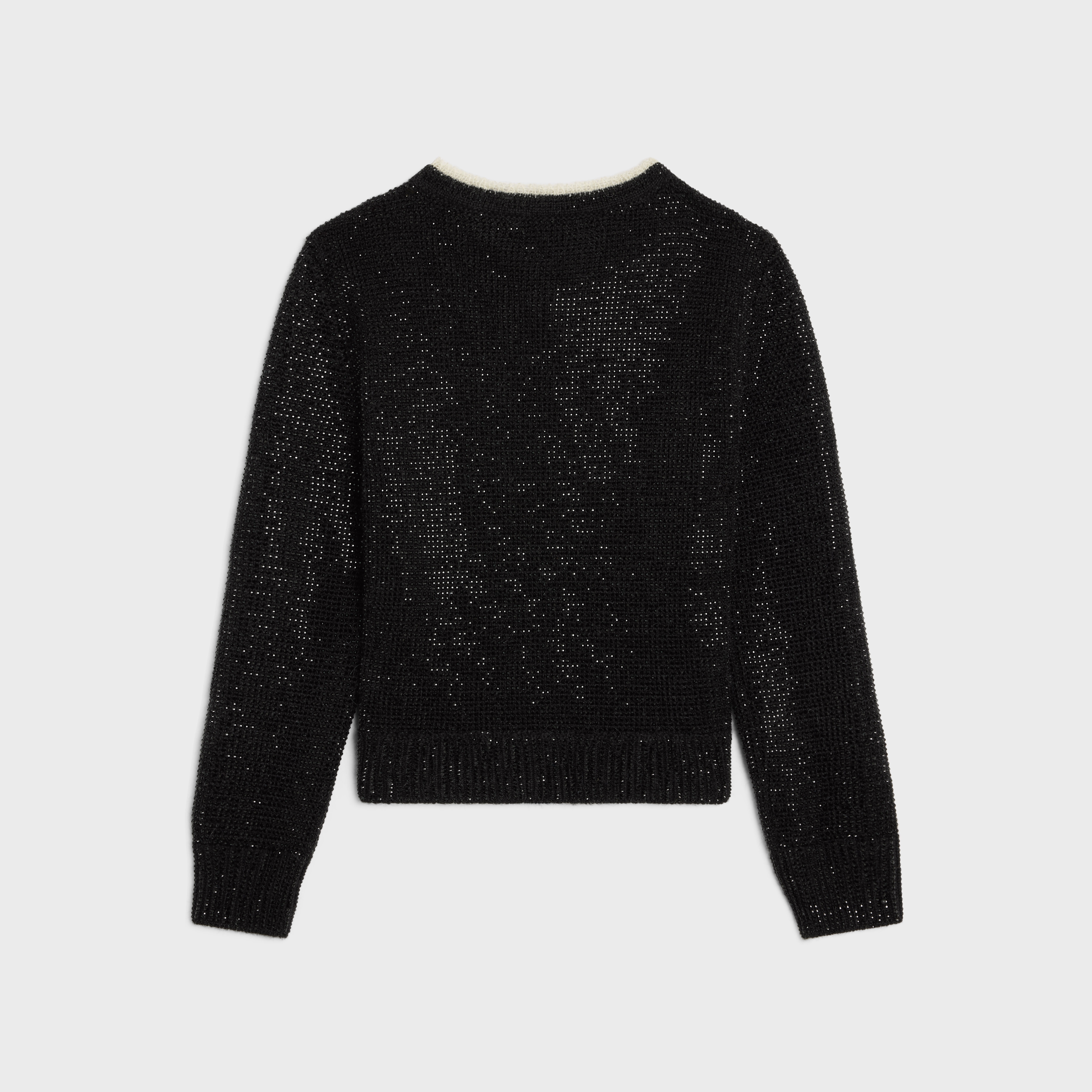 crew neck embroidered sweater with bow in alpaca - 2
