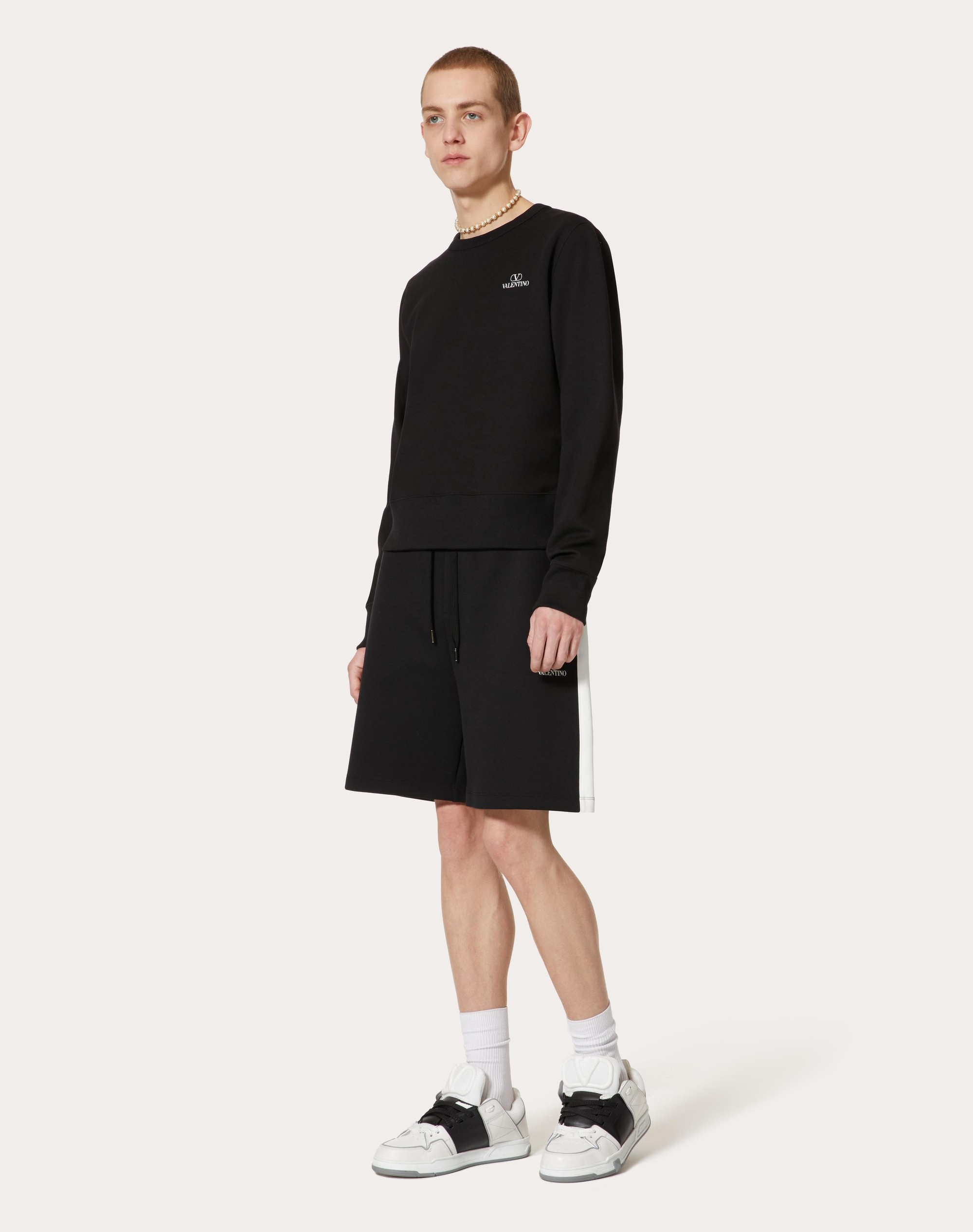 VLOGO VALENTINO PRINT CREWNECK COTTON SWEATSHIRT - 2