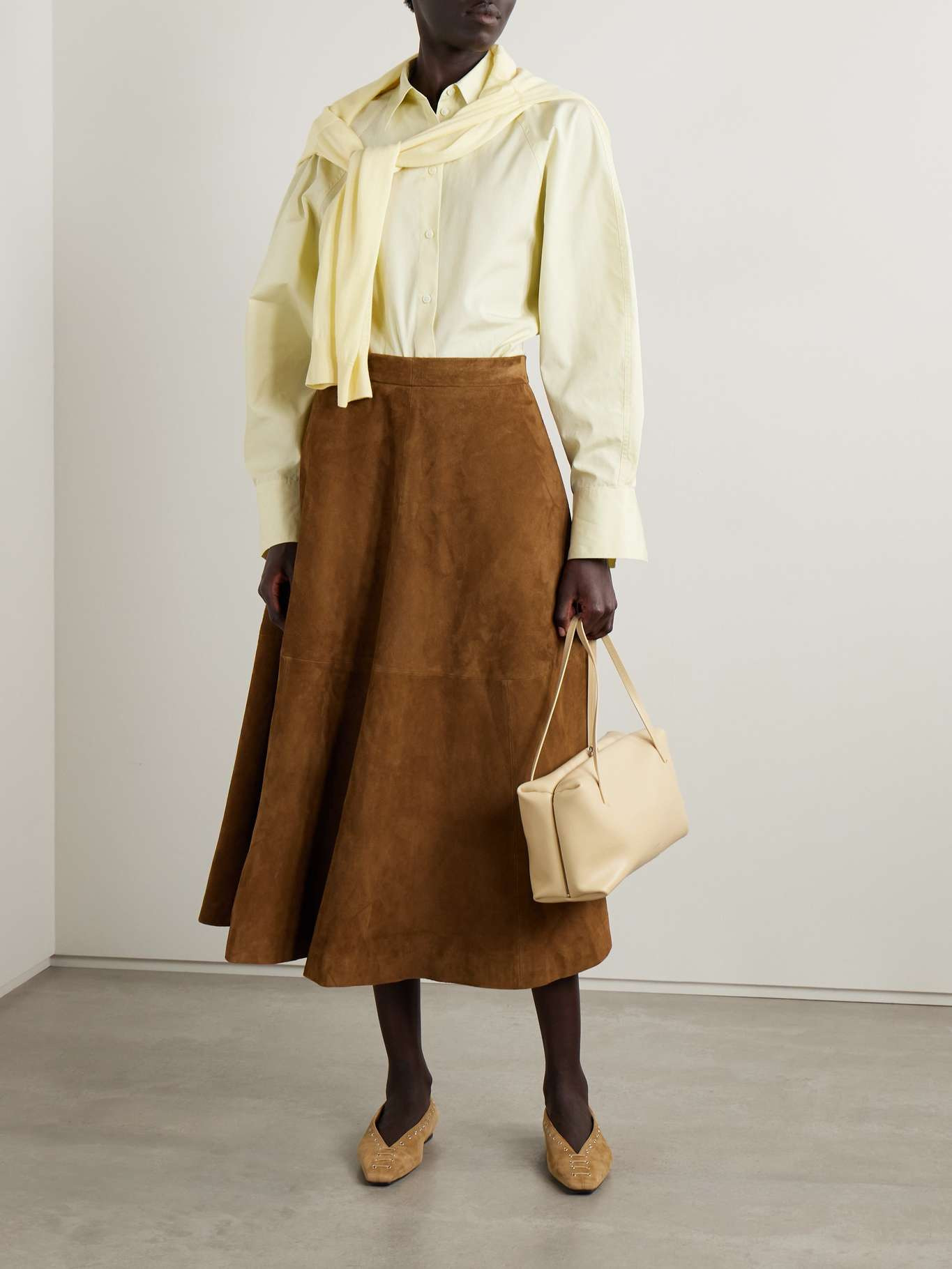 Suede midi skirt Camel - 2