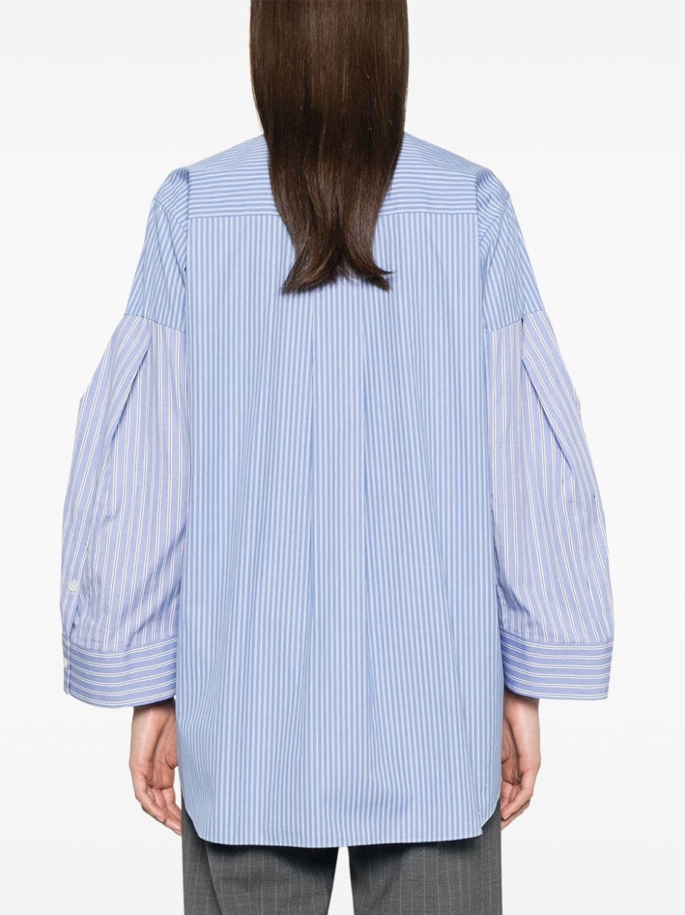 Sacai ストライプコットンミディドレス SACAI コットンポプリン＆ジャージー ミディ丈ワンピース ベルト