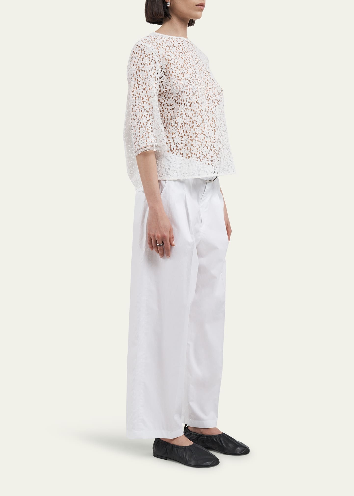 Belted Wide Leg Cropped Pants - 4