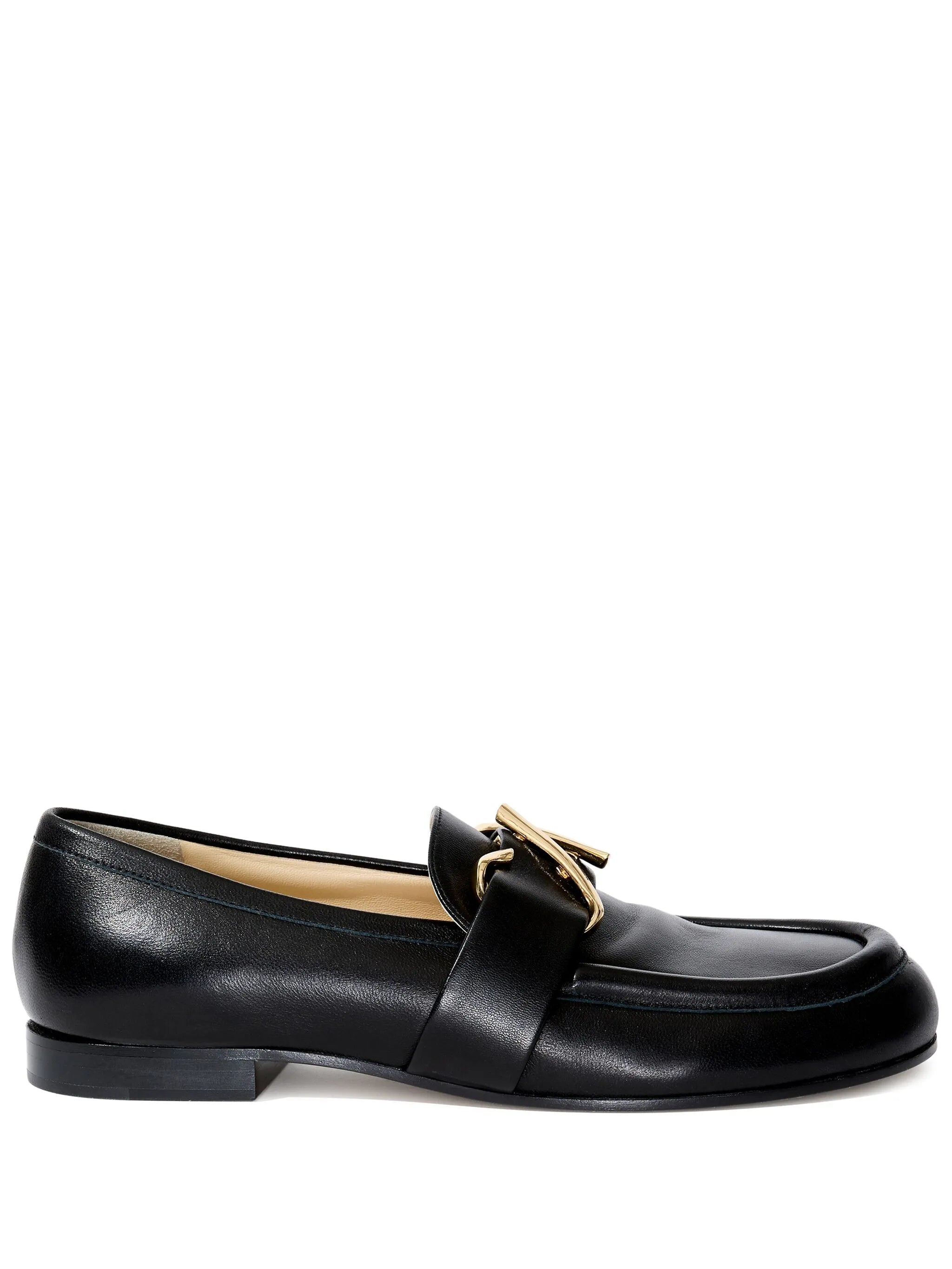 monogram-plaque leather loafers - 1