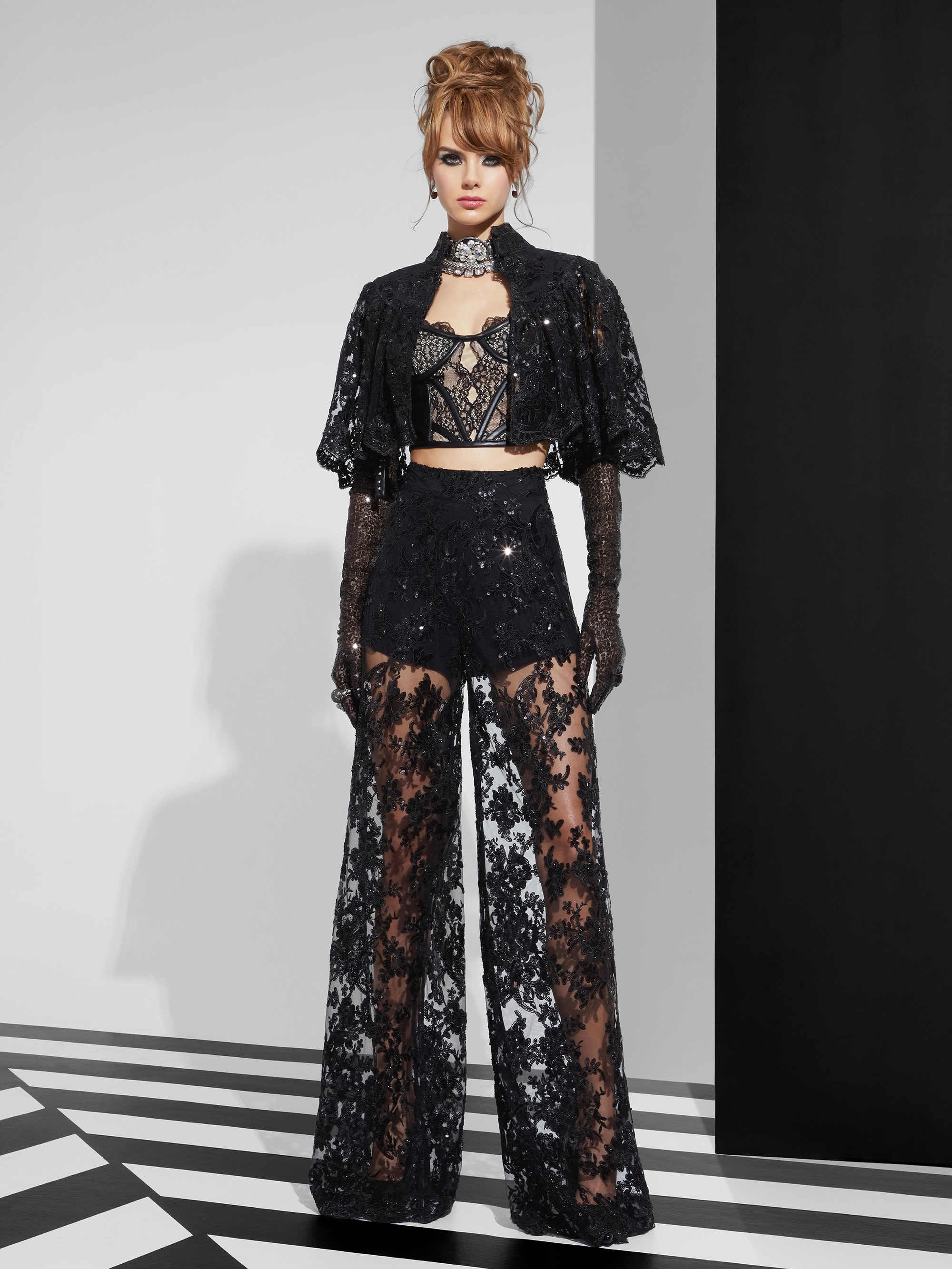 AURELIA LACE EMBELLISHED MINI CAPELET - 8