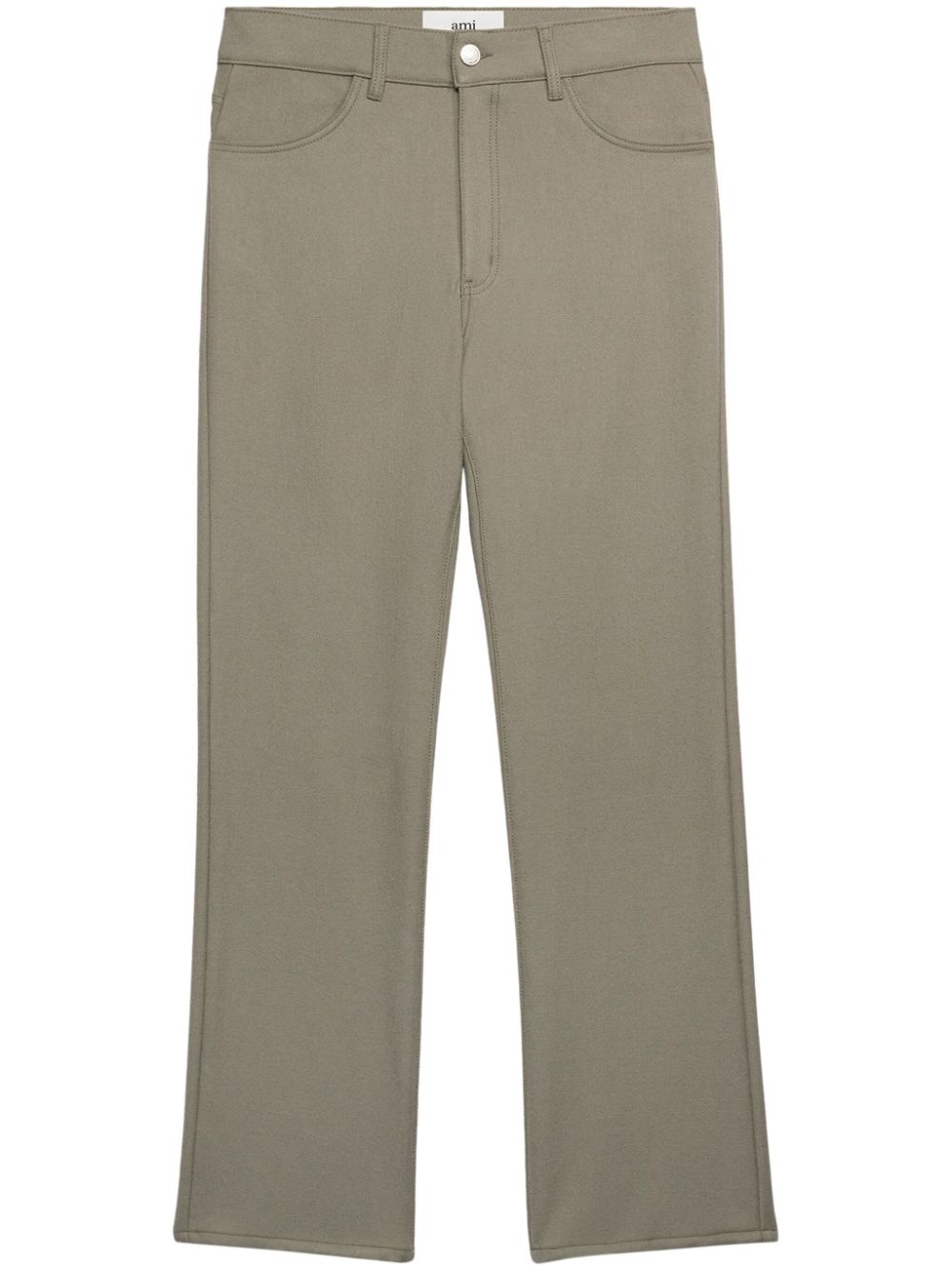 wool straight-leg trousers - 1