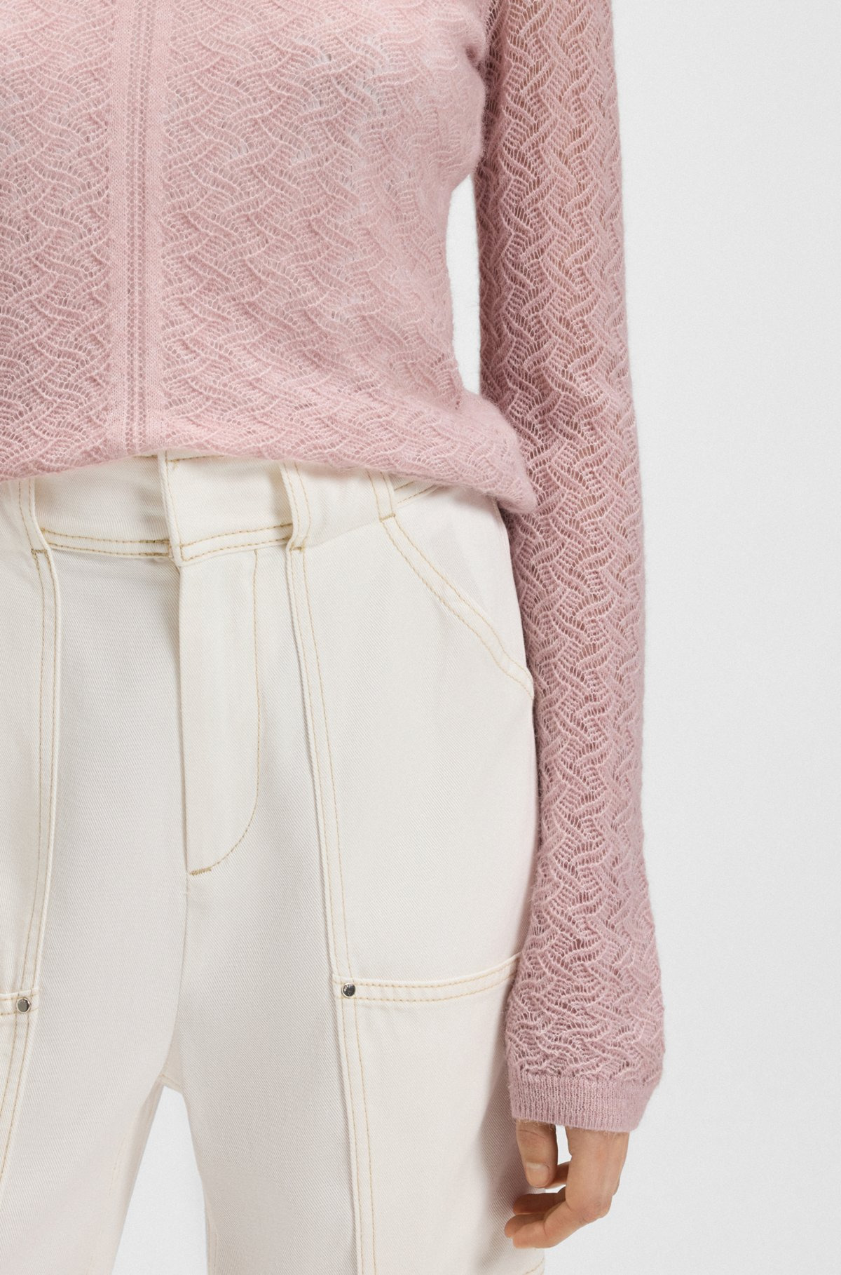 FINE-GAUGE SWEATER WITH KNITTED STRUCTURE - 5