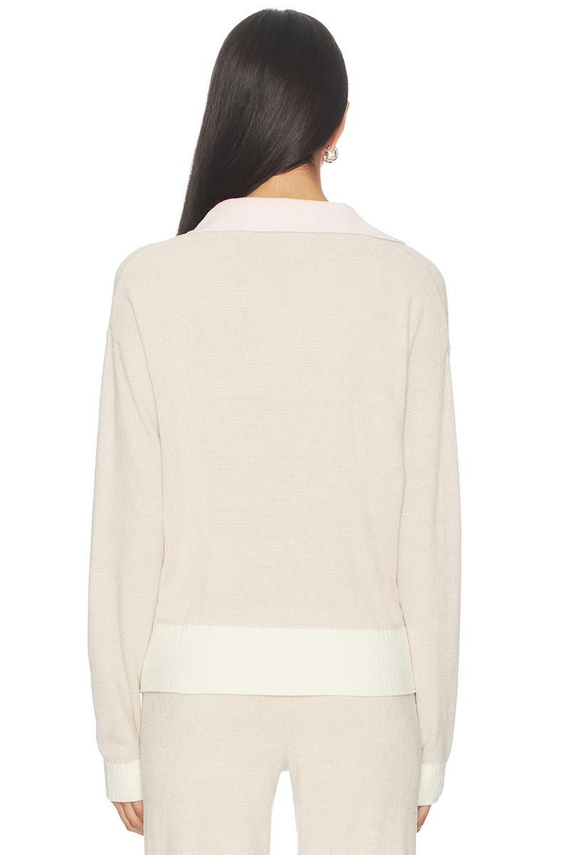 Barefoot Dreams Cozy Chic Ultra Lite Color Block Heart Collared Pullover outlook