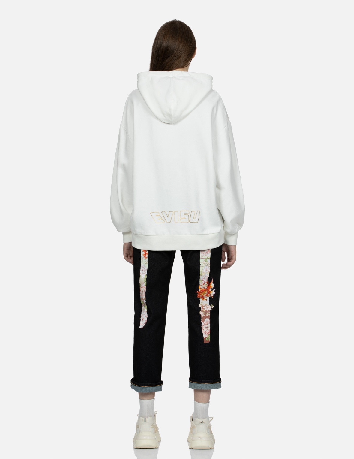 GOLDFISH AND FLORAL FLOW PRINT OVERSIZED HOODIE - 6