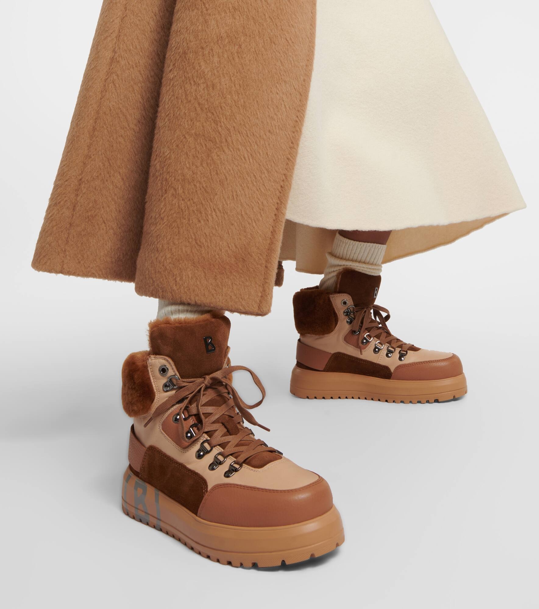Antwerp leather and shearling lace-up boots - 4