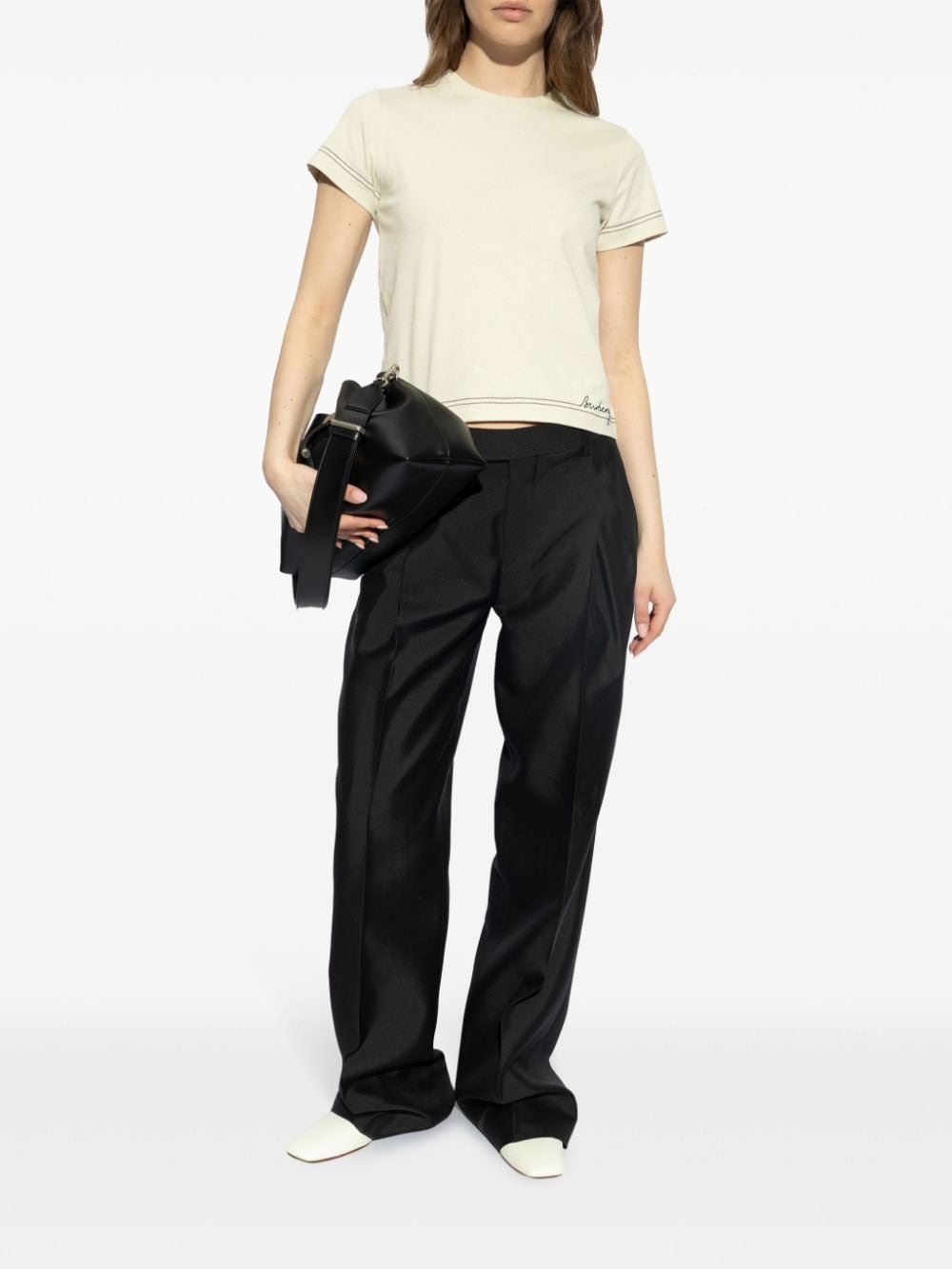 logo-embroidered crop top - 2