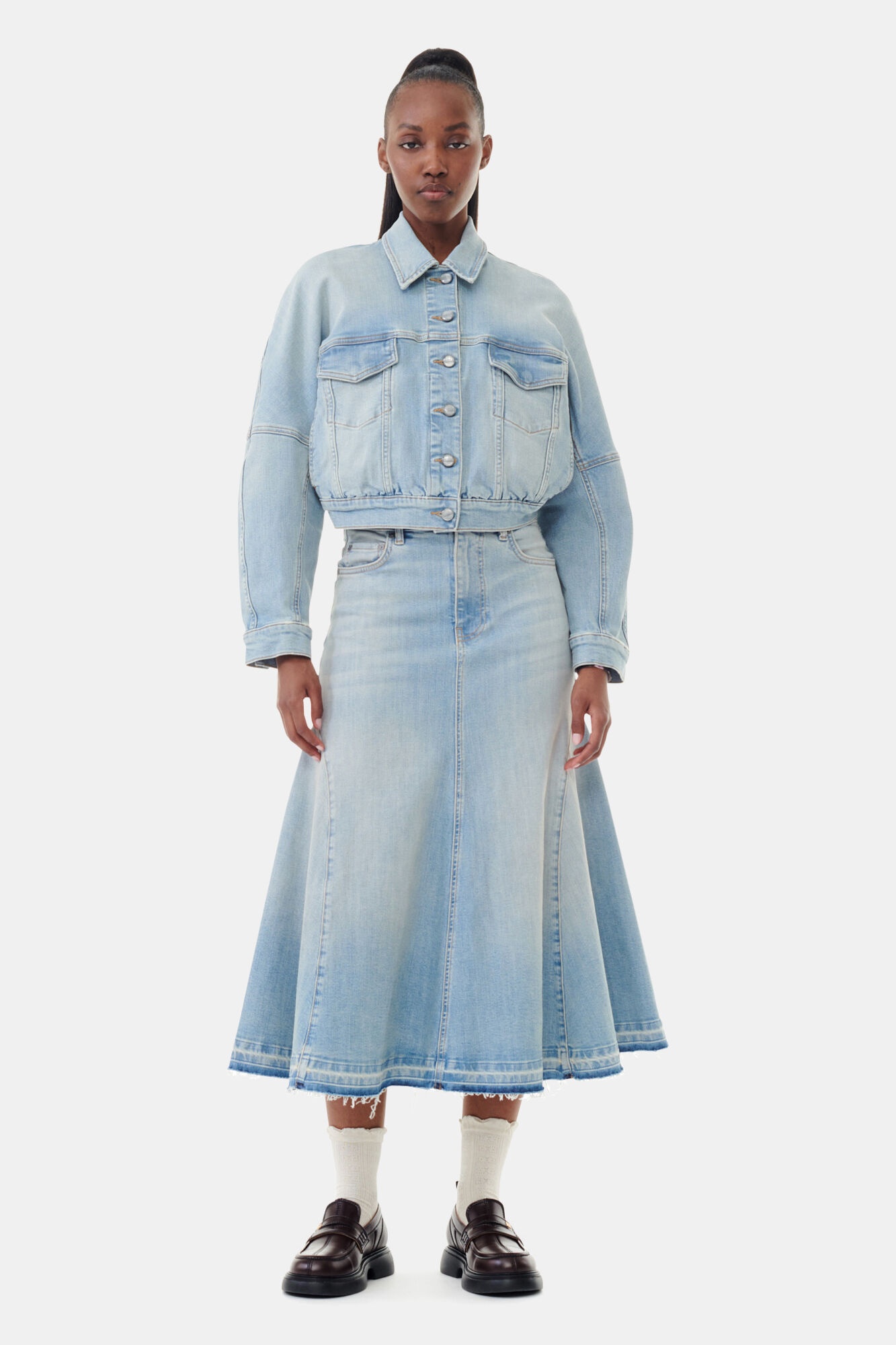 LIGHT BLUE DENIM BOMBER JACKET - 3