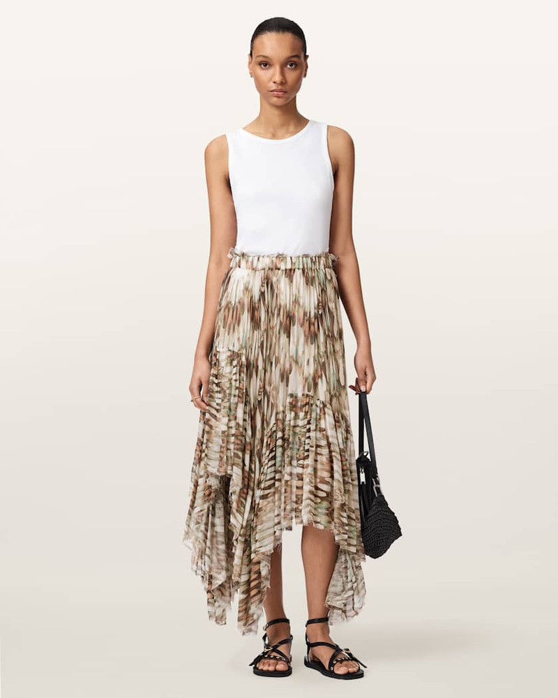 ALLSAINTS DANAE ASYMMETRIC TIERED MIDI SKIRT outlook