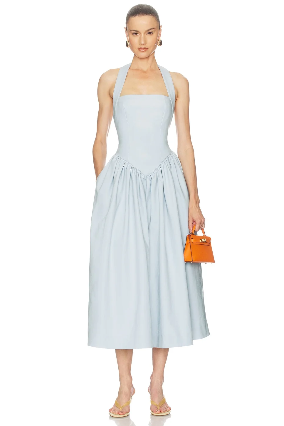 Faille Halter Midi Dress - 1