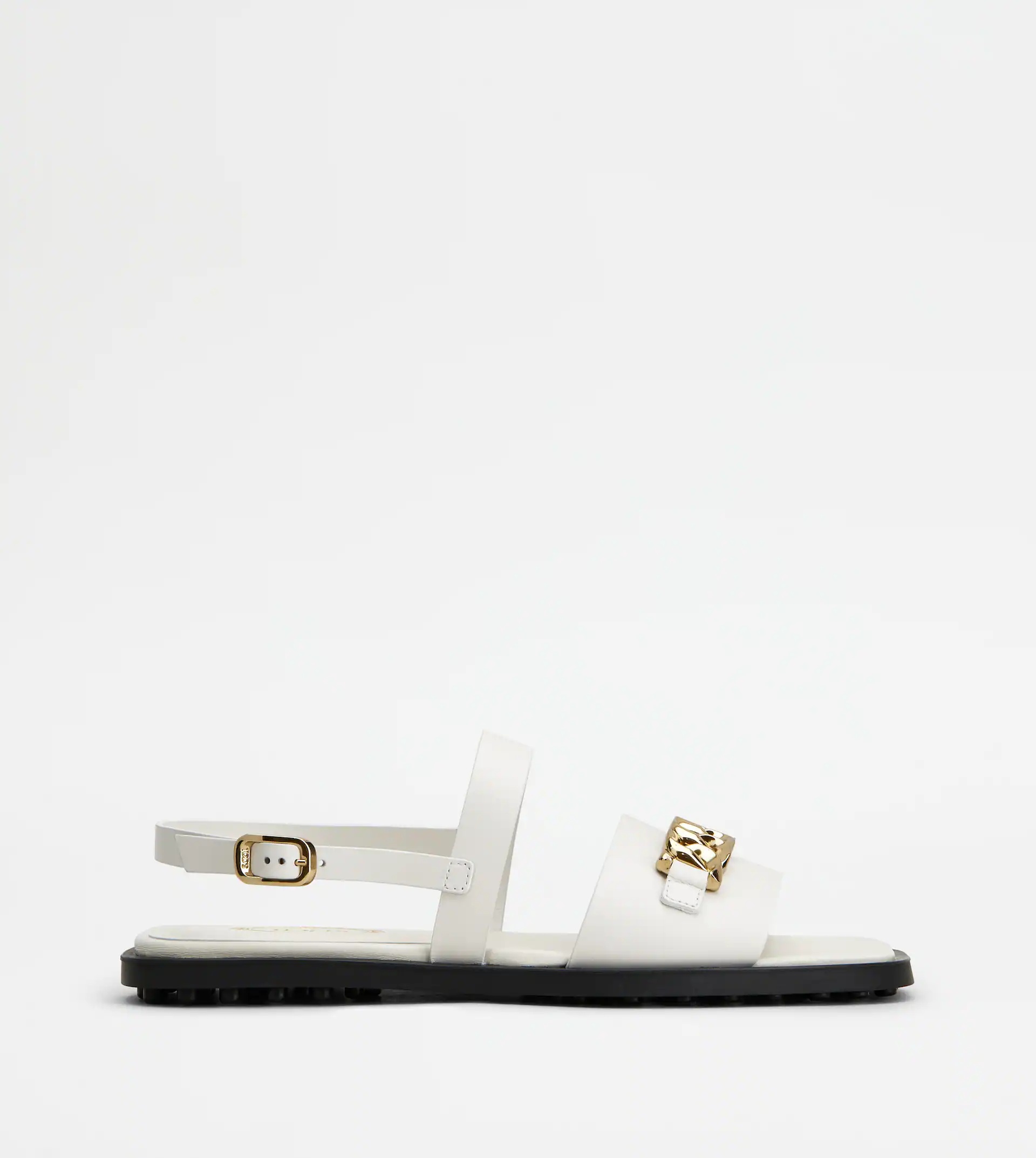 SANDALS IN LEATHER - WHITE - 1
