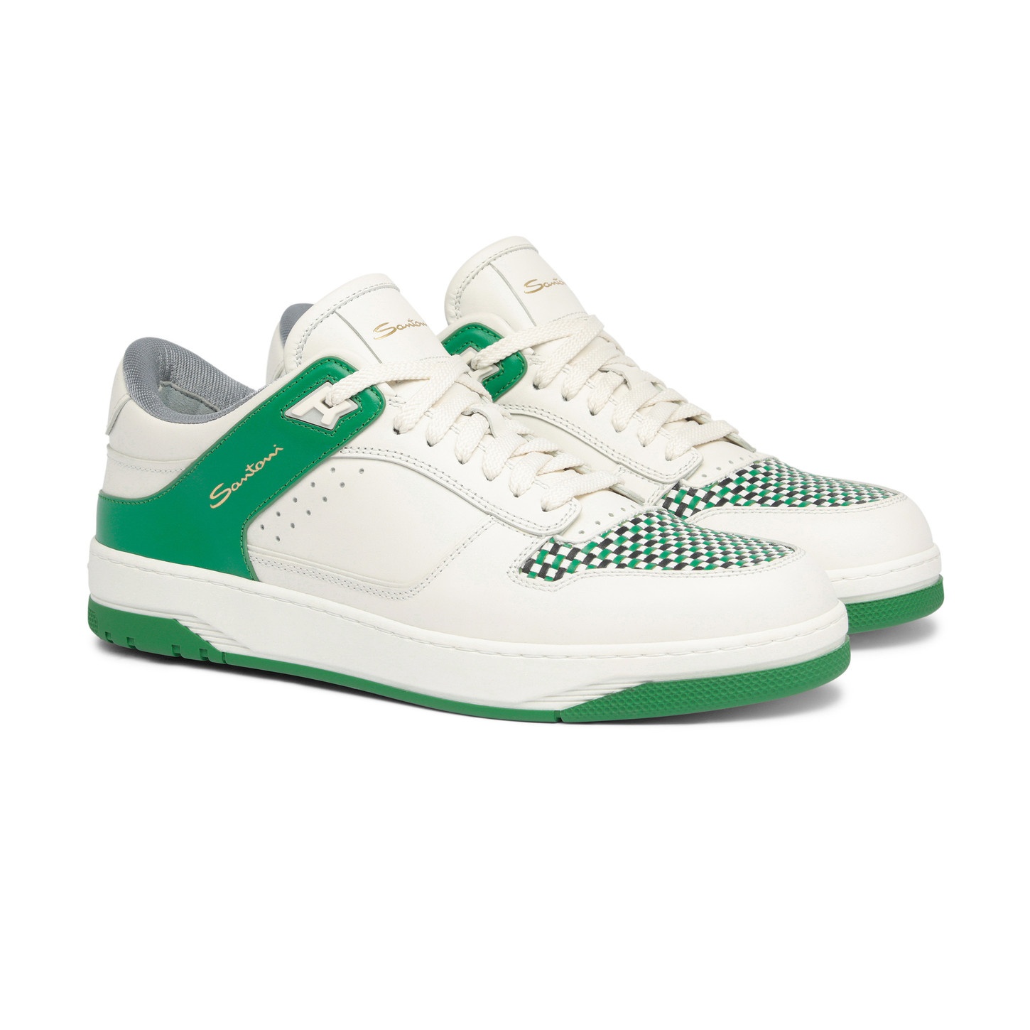Men's white and green leather Sneak-Air sneaker - 3