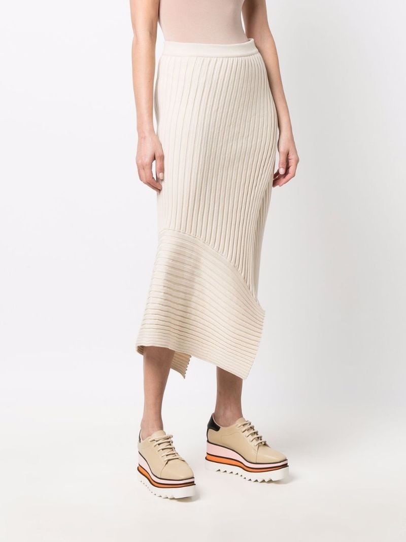 asymmetric ribbed-knit skirt - 3