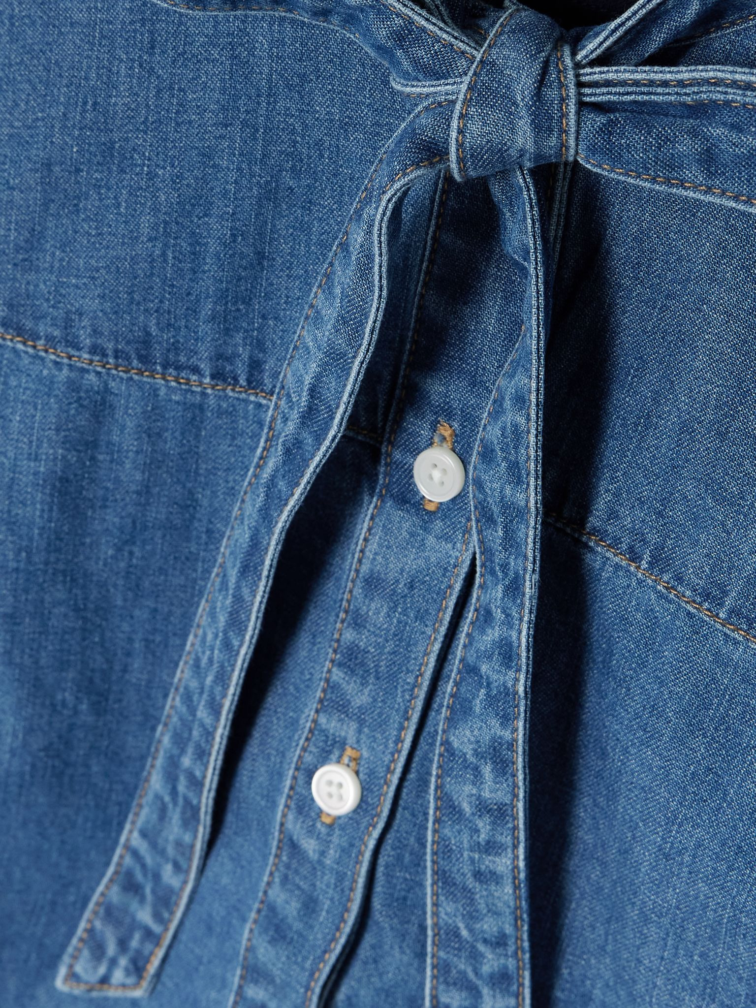 Gabby tie-detailed denim shirt Mid denim - 5