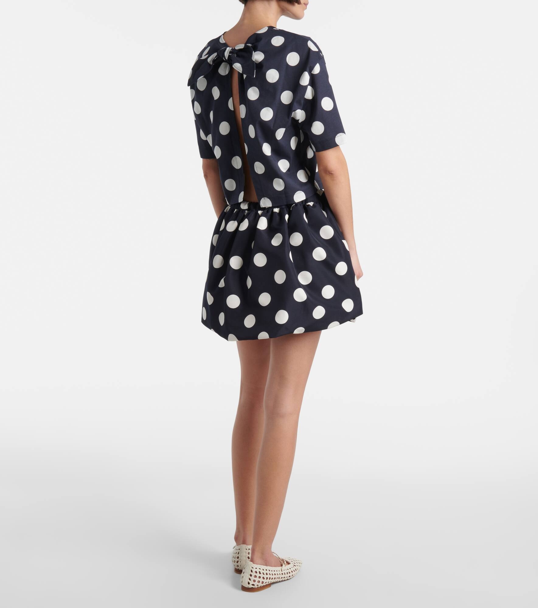 Logo polka-dot cotton crop top - 3