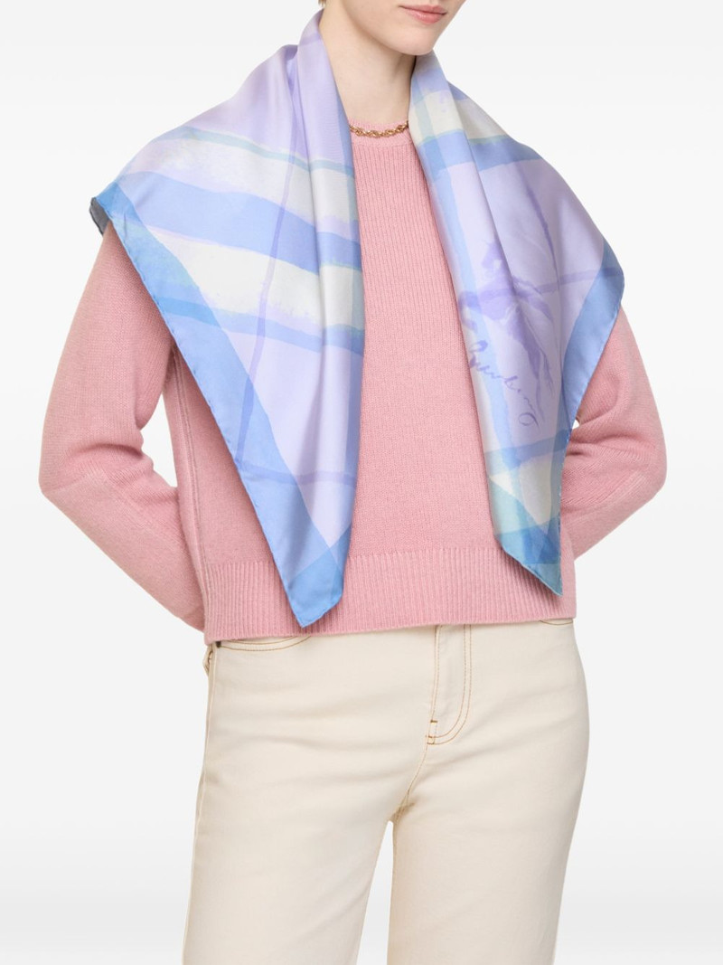 watercolour Check silk scarf 3