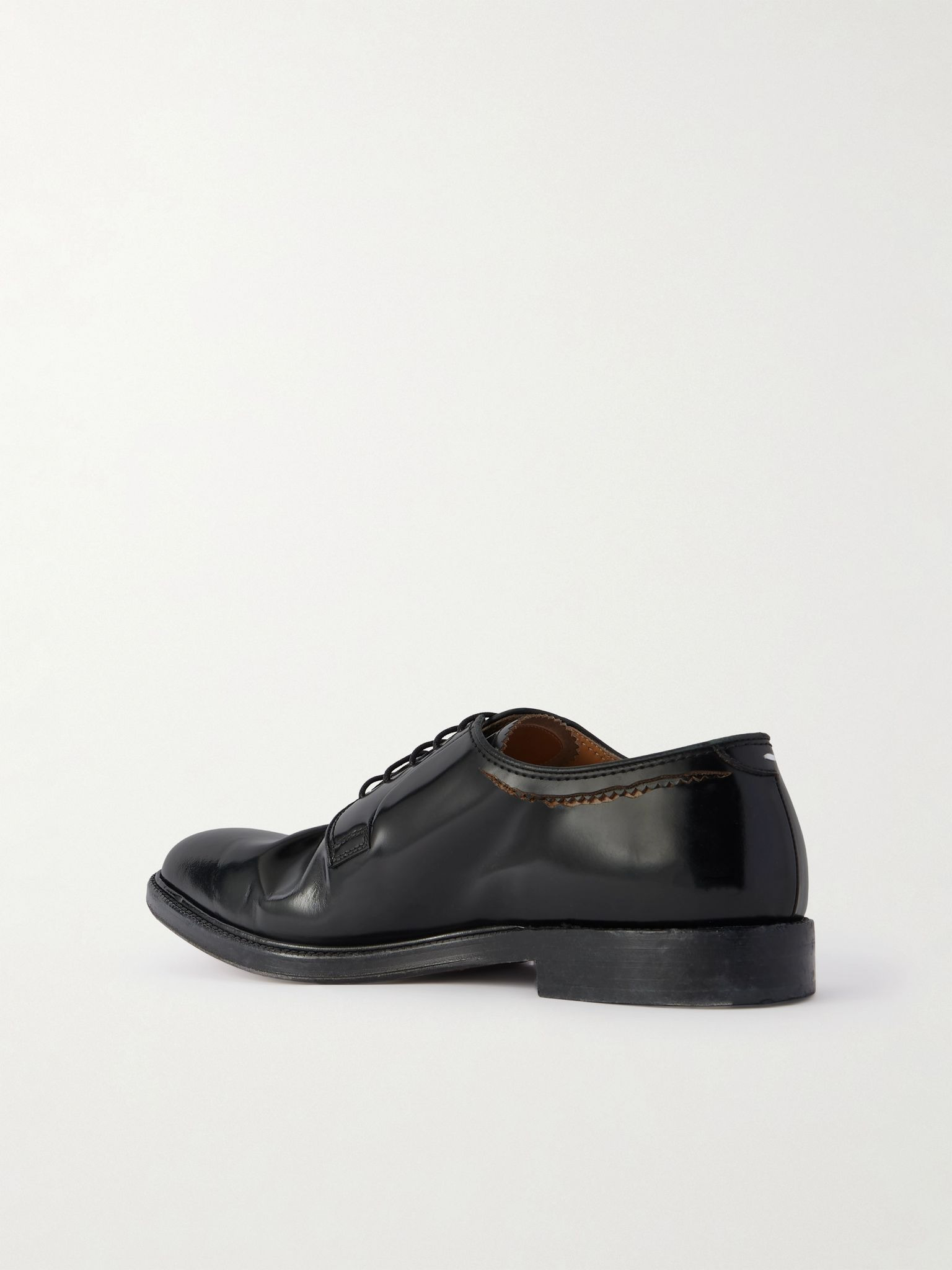 Love to Death Distressed Leather Derby Shoes Black - 4