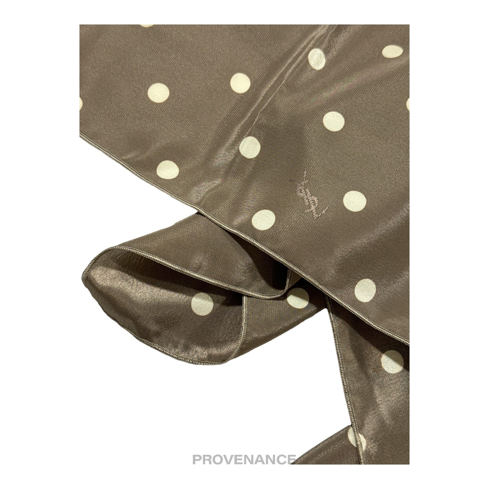 Yves Saint Laurent YSL Silk Scarf 90 - Polkadot Taupe - 6