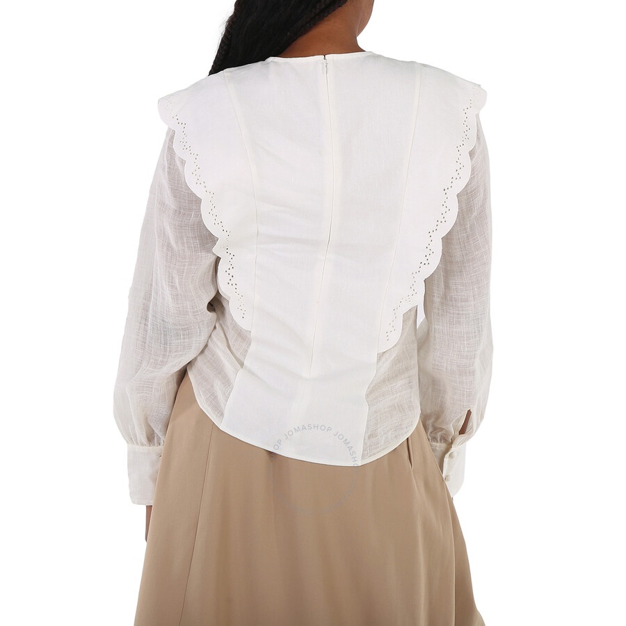 Chloe Ladies Iconic Milk Flouncy Scallop Embroidered Shirt - 3