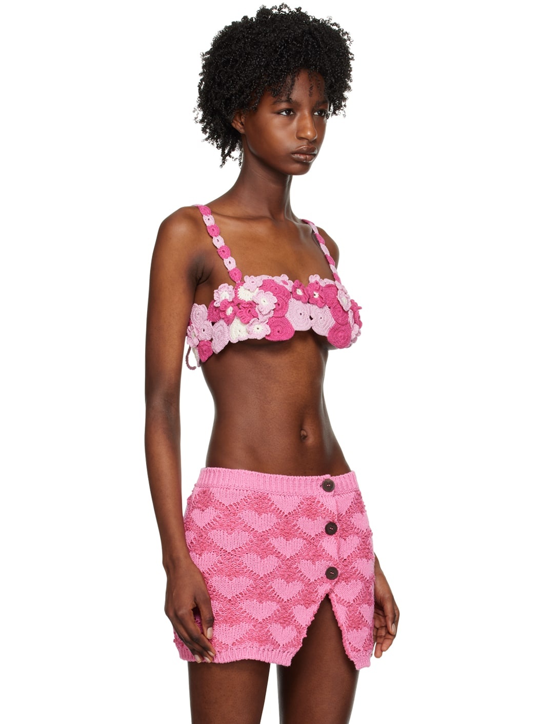 Pink Sweetheart Neck Bra - 2