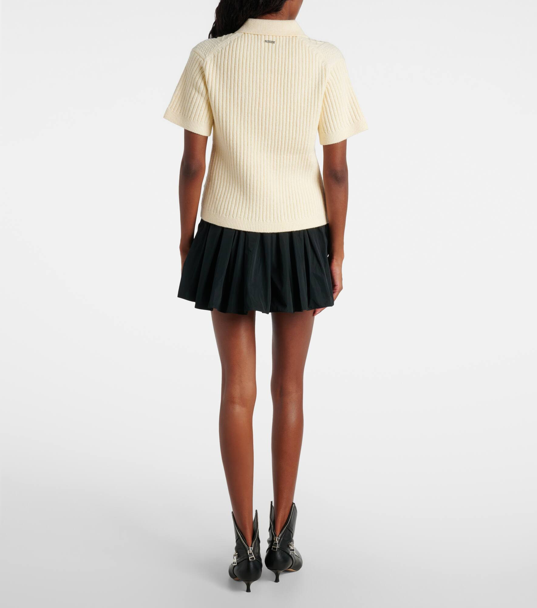 Cable-knit wool and cotton-blend polo shirt - 3