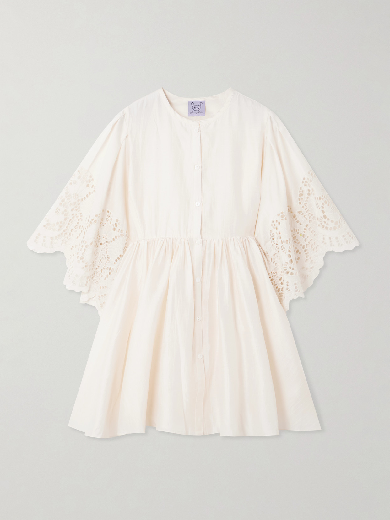 Basil Scalloped Broderie Anglaise Cotton And Silk-blend Mini Dress - 1
