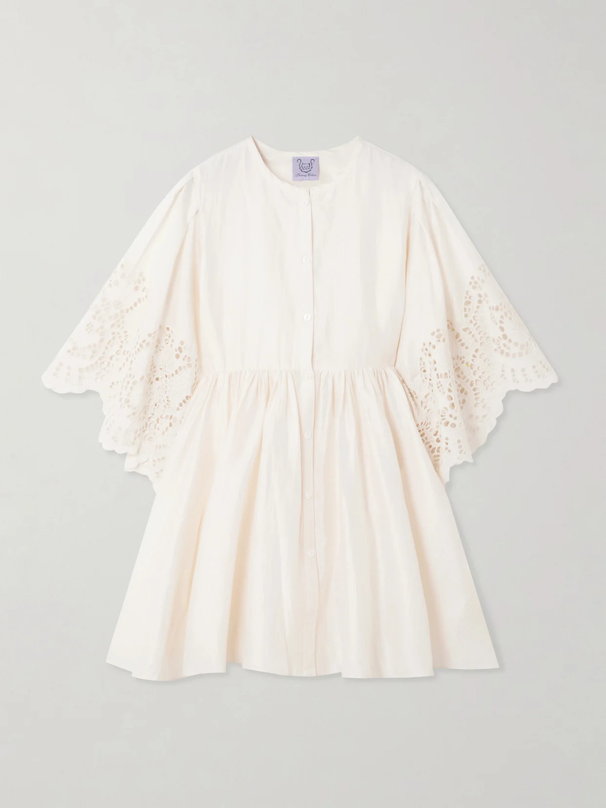 Basil Scalloped Broderie Anglaise Cotton And Silk-blend Mini Dress - 1