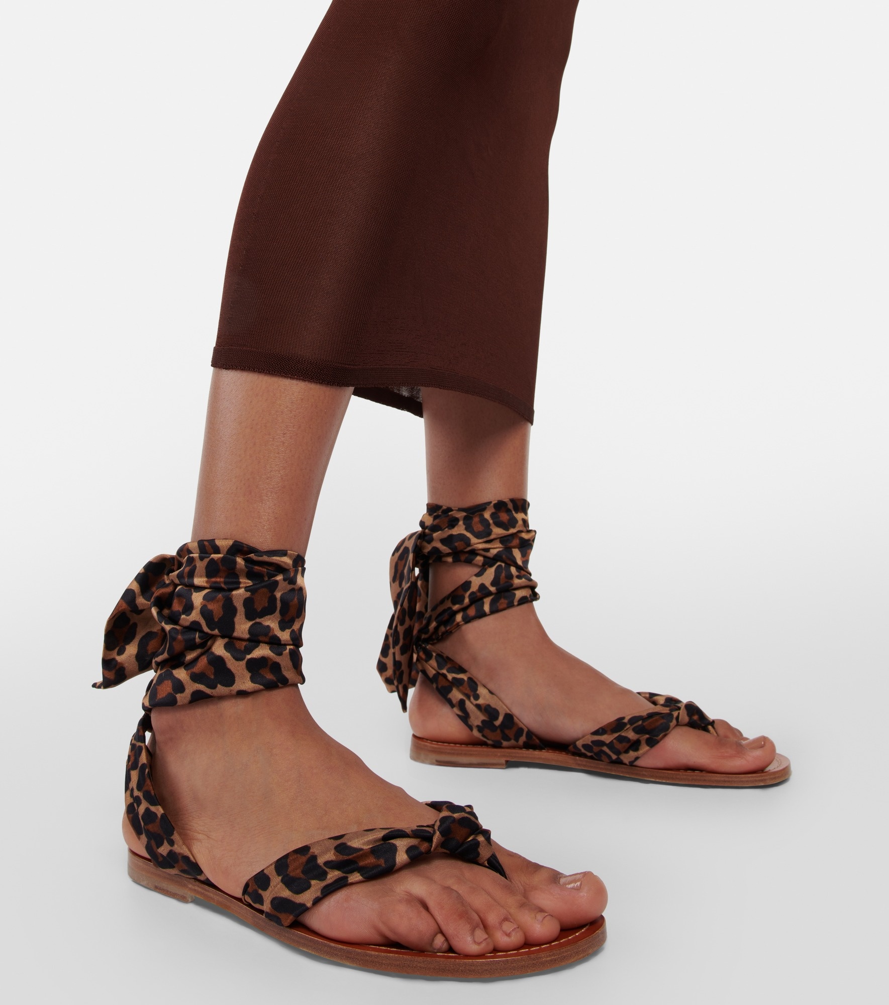 Niloo du Désert leopard-print satin sandals - 4