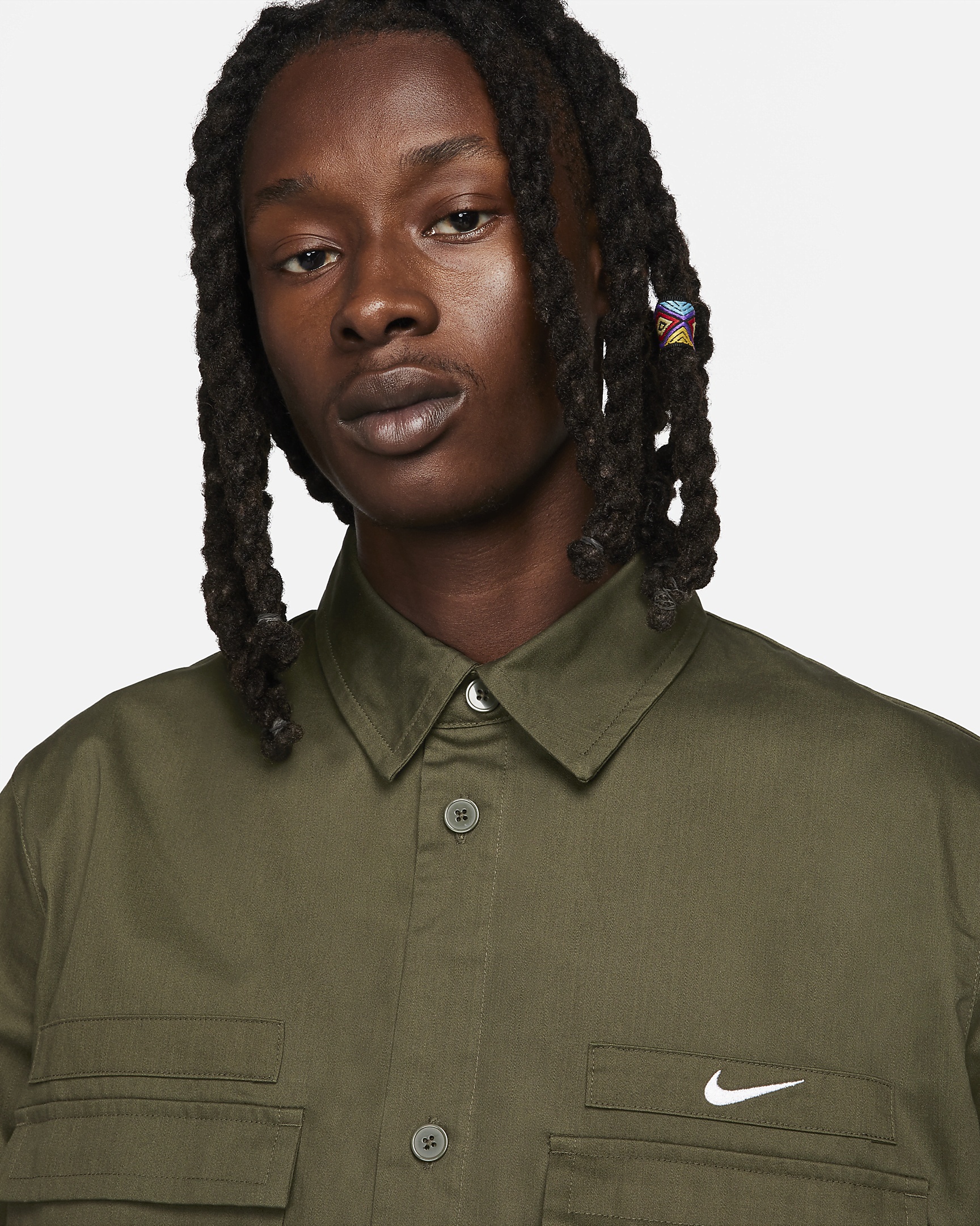 Nike Life Men's Woven Military Short-Sleeve Button-Down Shirt - 3