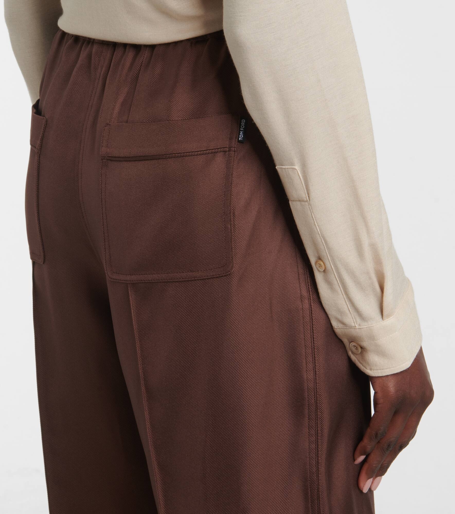 Silk twill wide-leg pants - 6